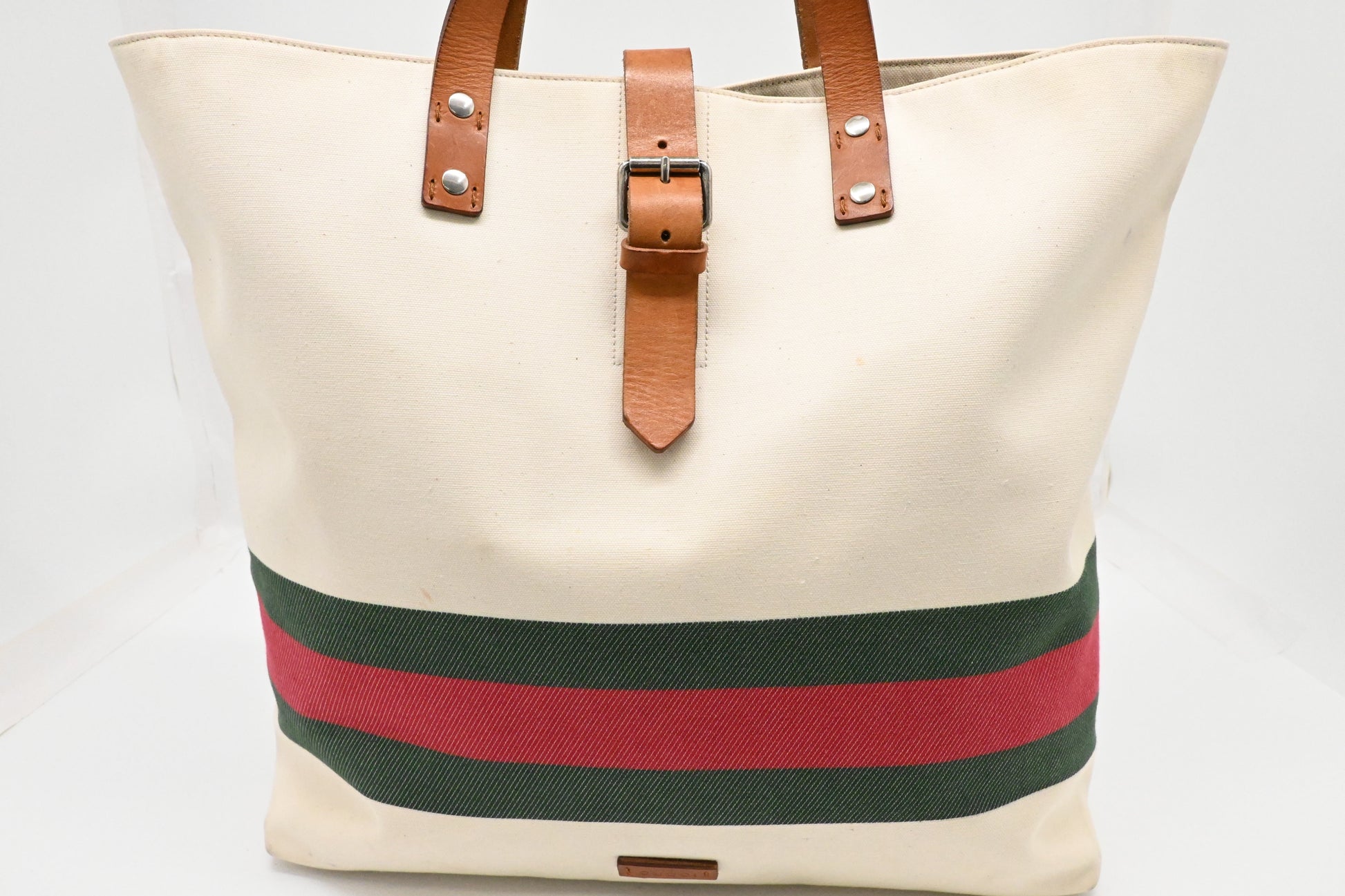 Gucci White Canvas Tote Bag