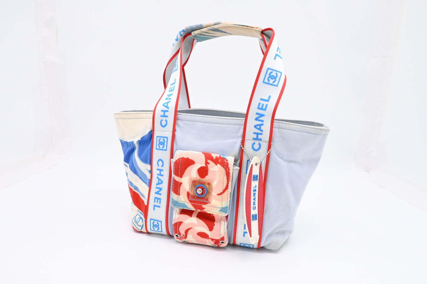 Chanel Surf Line Light Blue Small Canvas Tote Bag