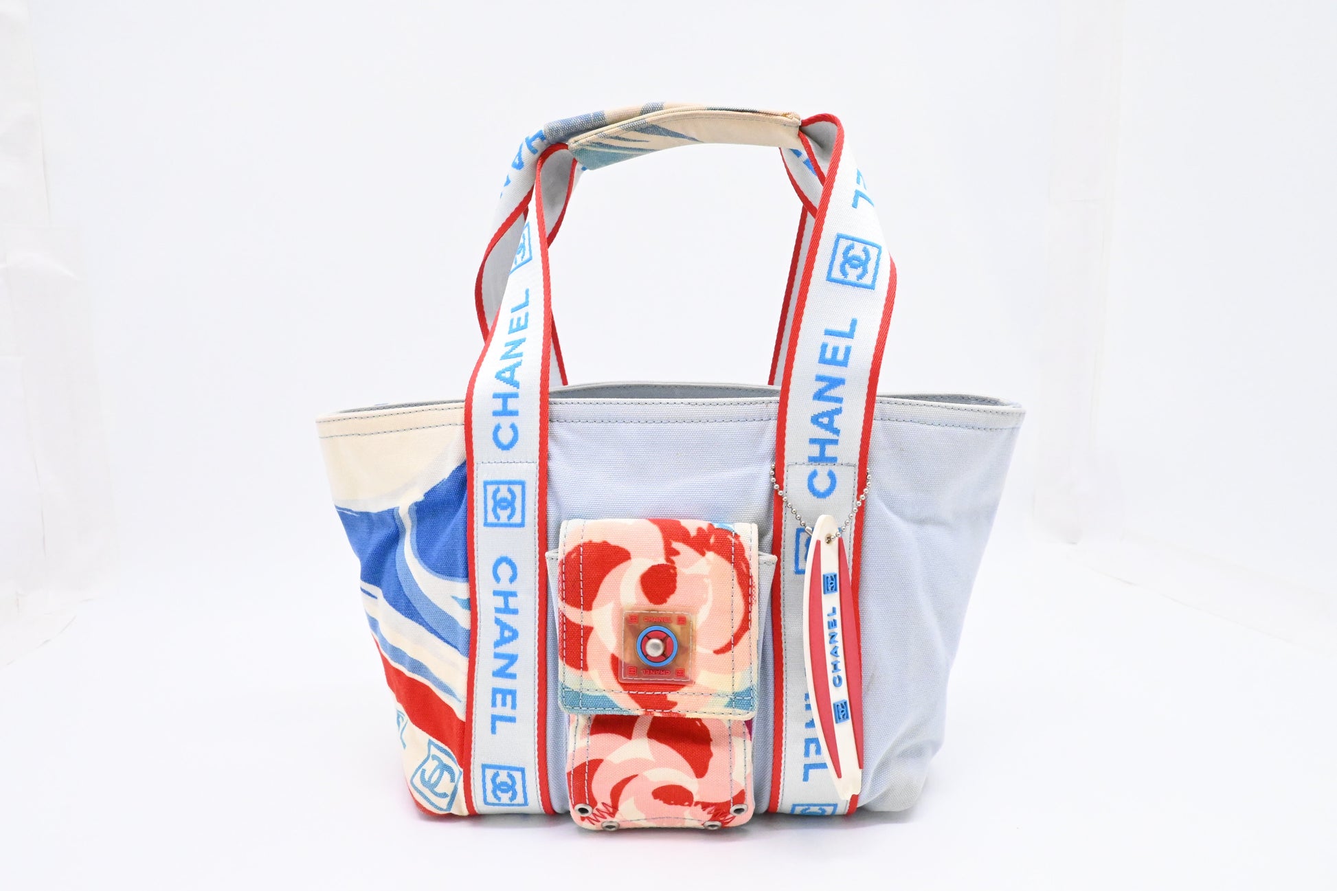 Chanel Surf Line Light Blue Small Canvas Tote Bag