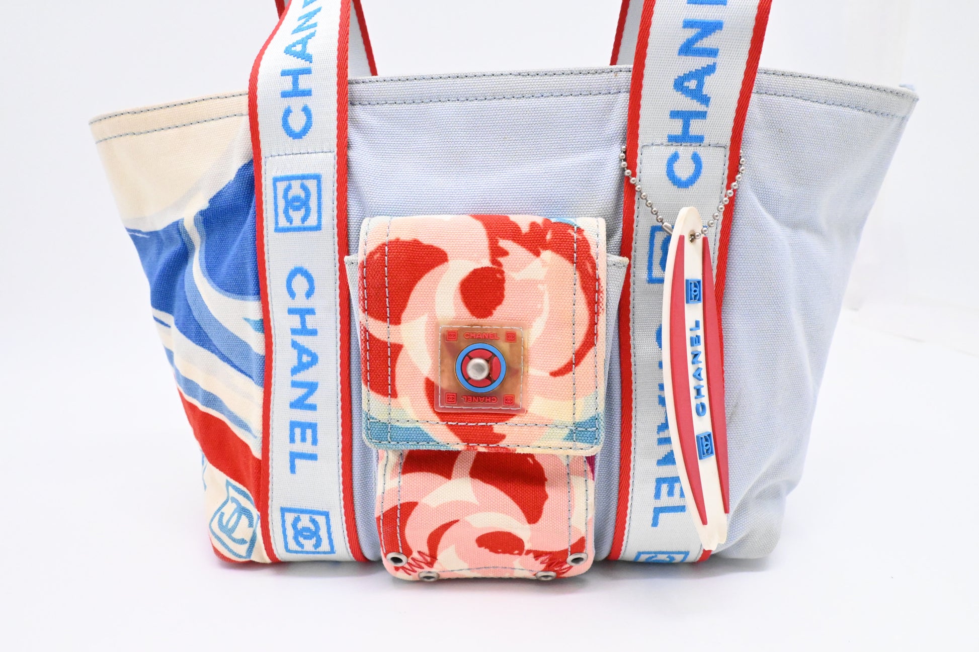 Chanel Surf Line Light Blue Small Canvas Tote Bag