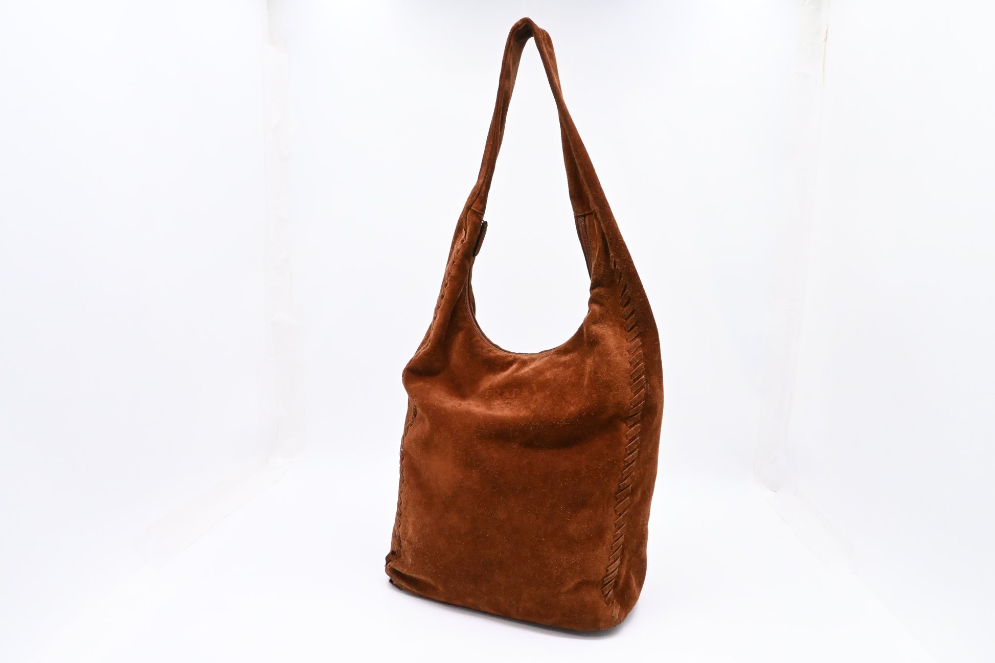 Prada Hobo Bag In Suede Brown Travel Bag