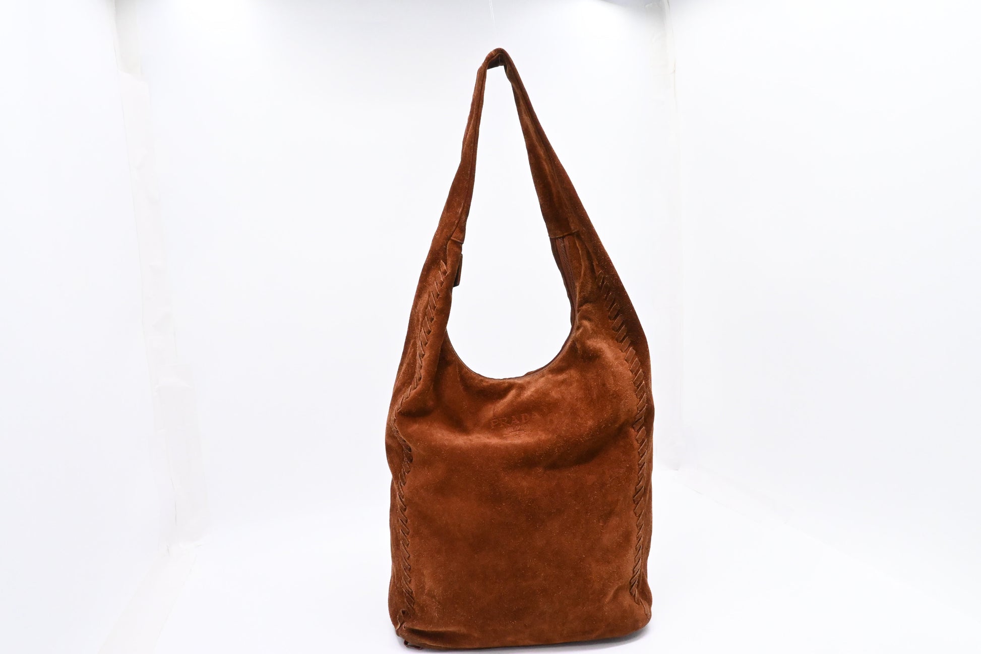 Prada Hobo Bag In Suede Brown Travel Bag