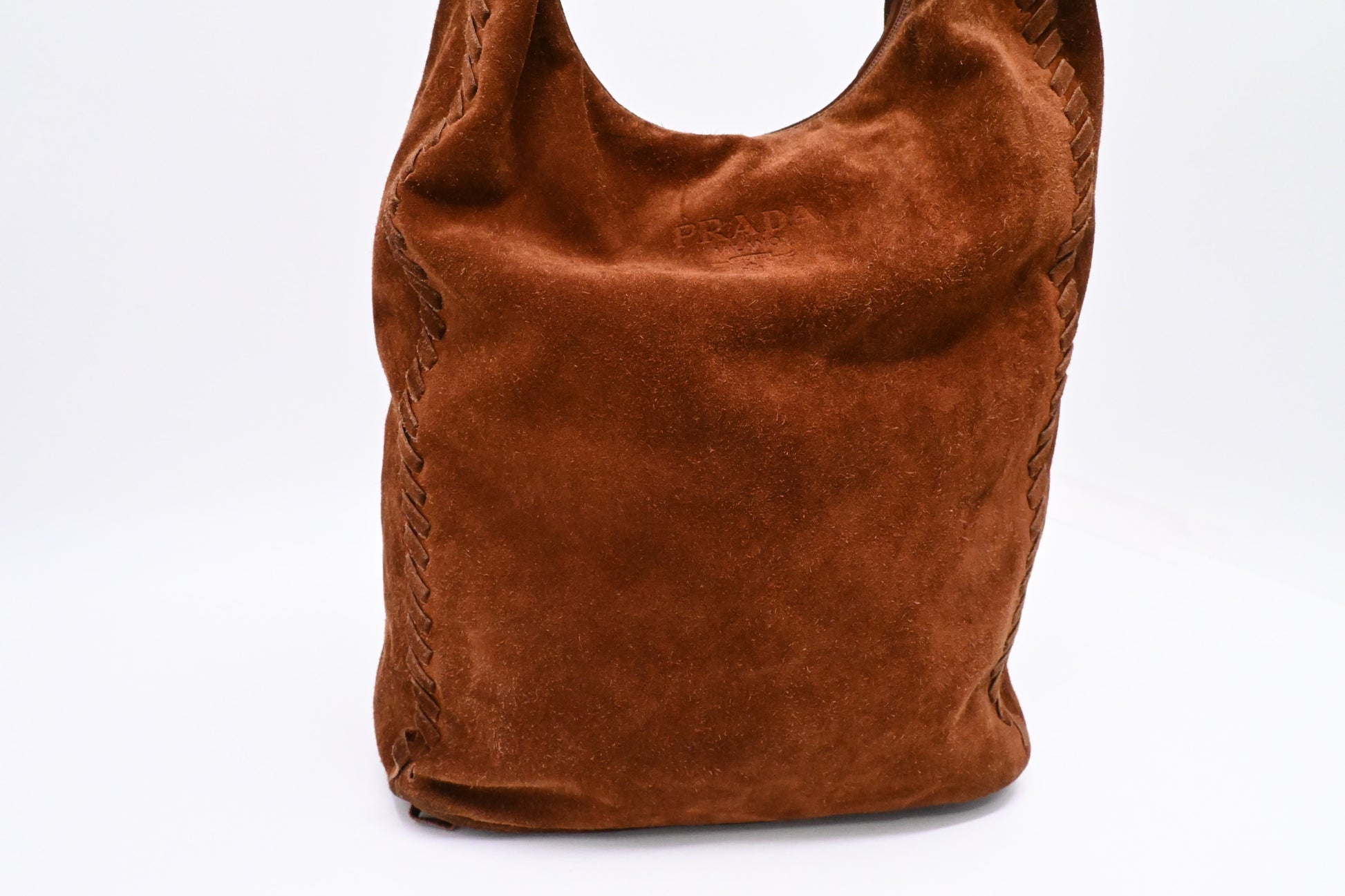 Prada Hobo Bag In Suede Brown Travel Bag