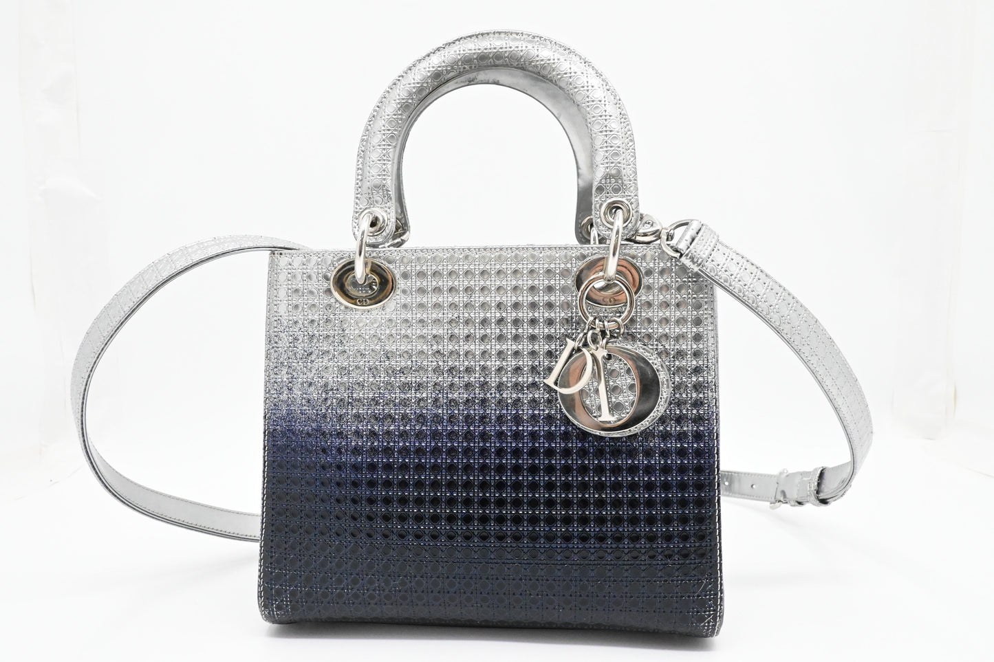 Dior Small Lady In Gradient Handbag Leather Blue Travel Bag