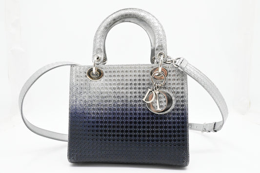 Dior Small Lady In Gradient Handbag Leather Blue Travel Bag