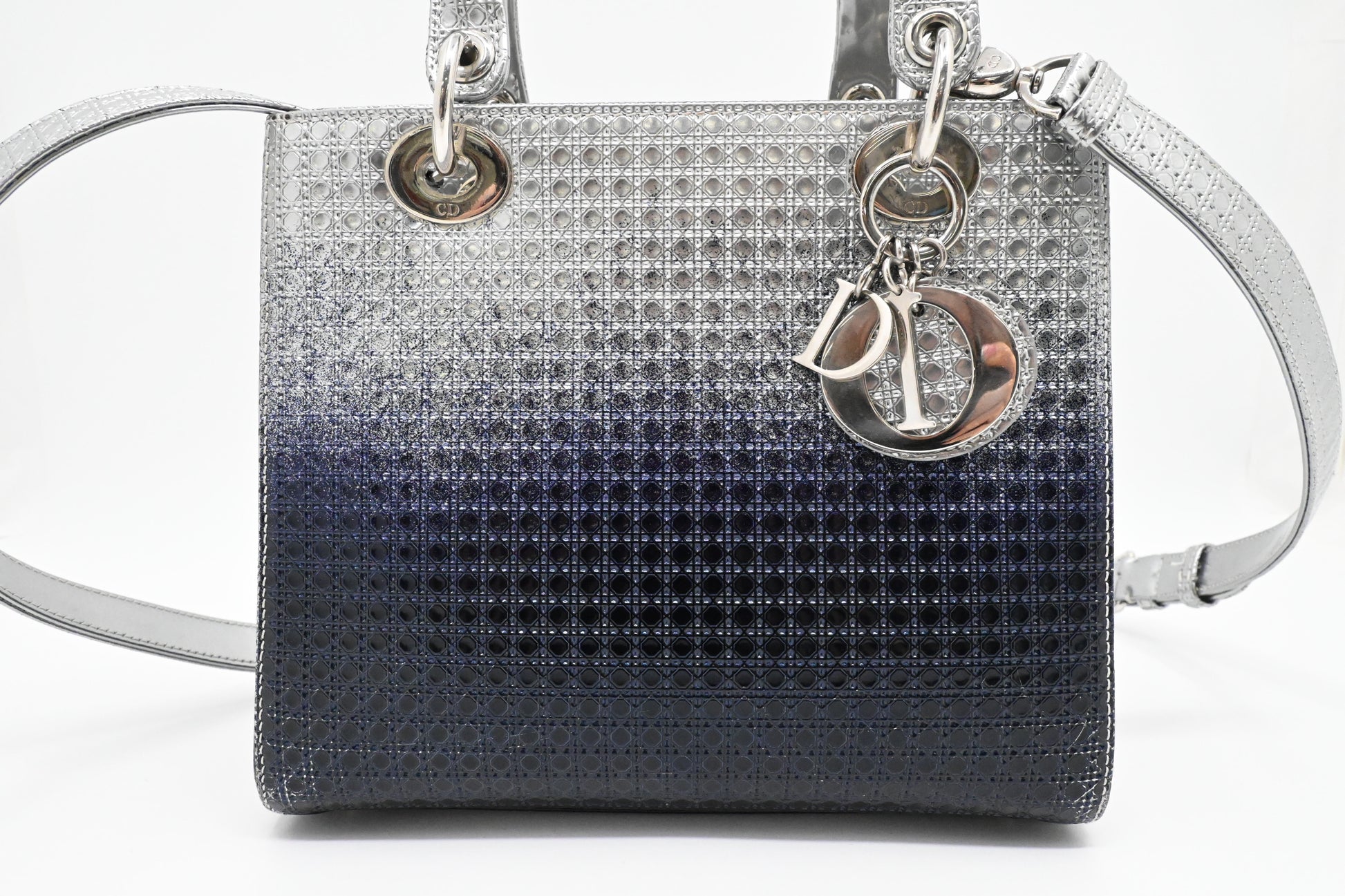 Dior Small Lady In Gradient Handbag Leather Blue Travel Bag