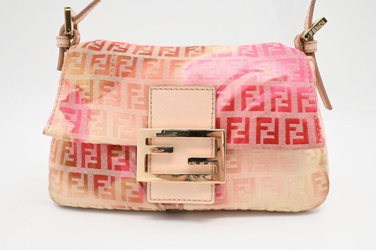 Fendi Mama Baguette In Floral Zucchino Handbag Canvas Pink Mini Shoulder Bag