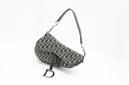 Dior Saddle Bag In & Oblique Canvas Black Travel Bag