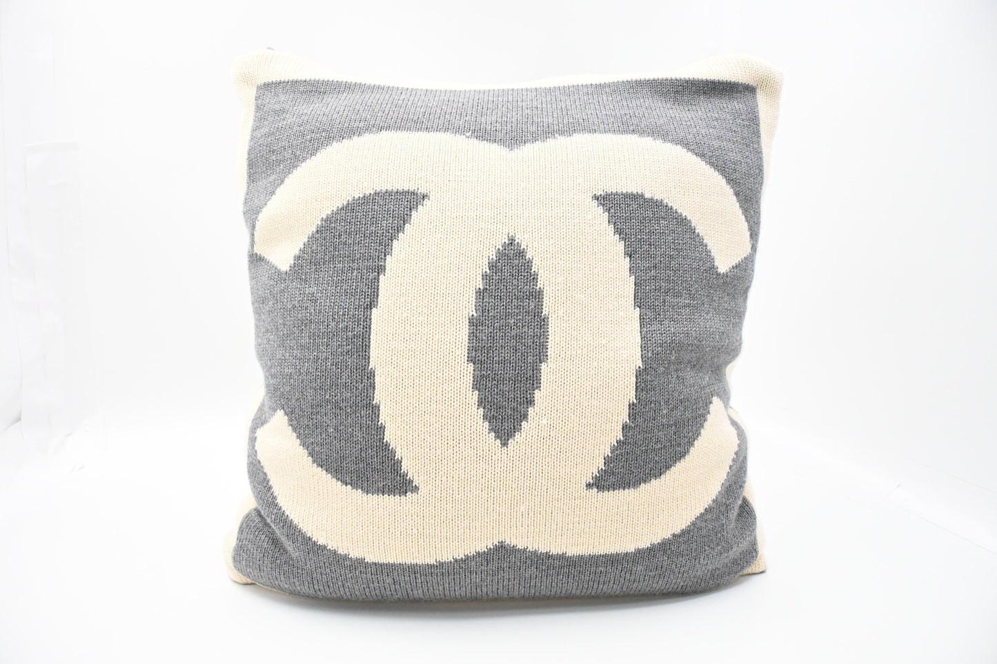 Chanel Square Pillow Cream Wool Gray Handbag