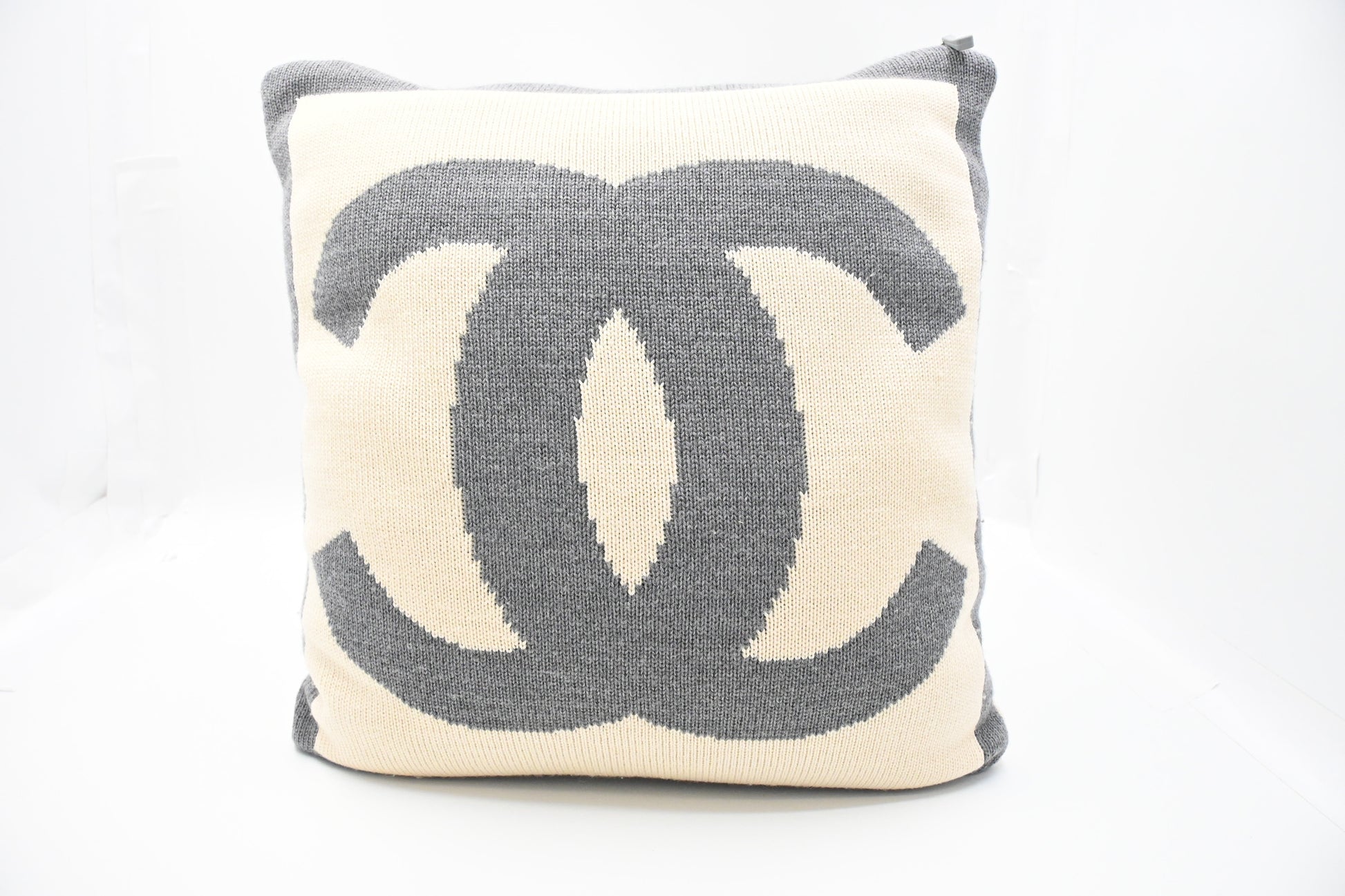 Chanel Square Pillow Cream Wool Gray Handbag