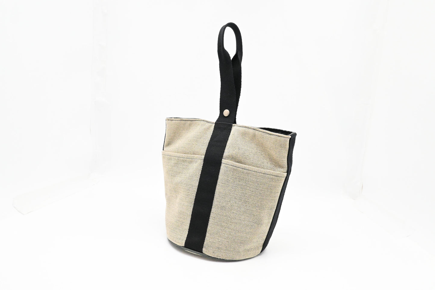 Hermes Saxo In Handbag Canvas Beige Travel Bag