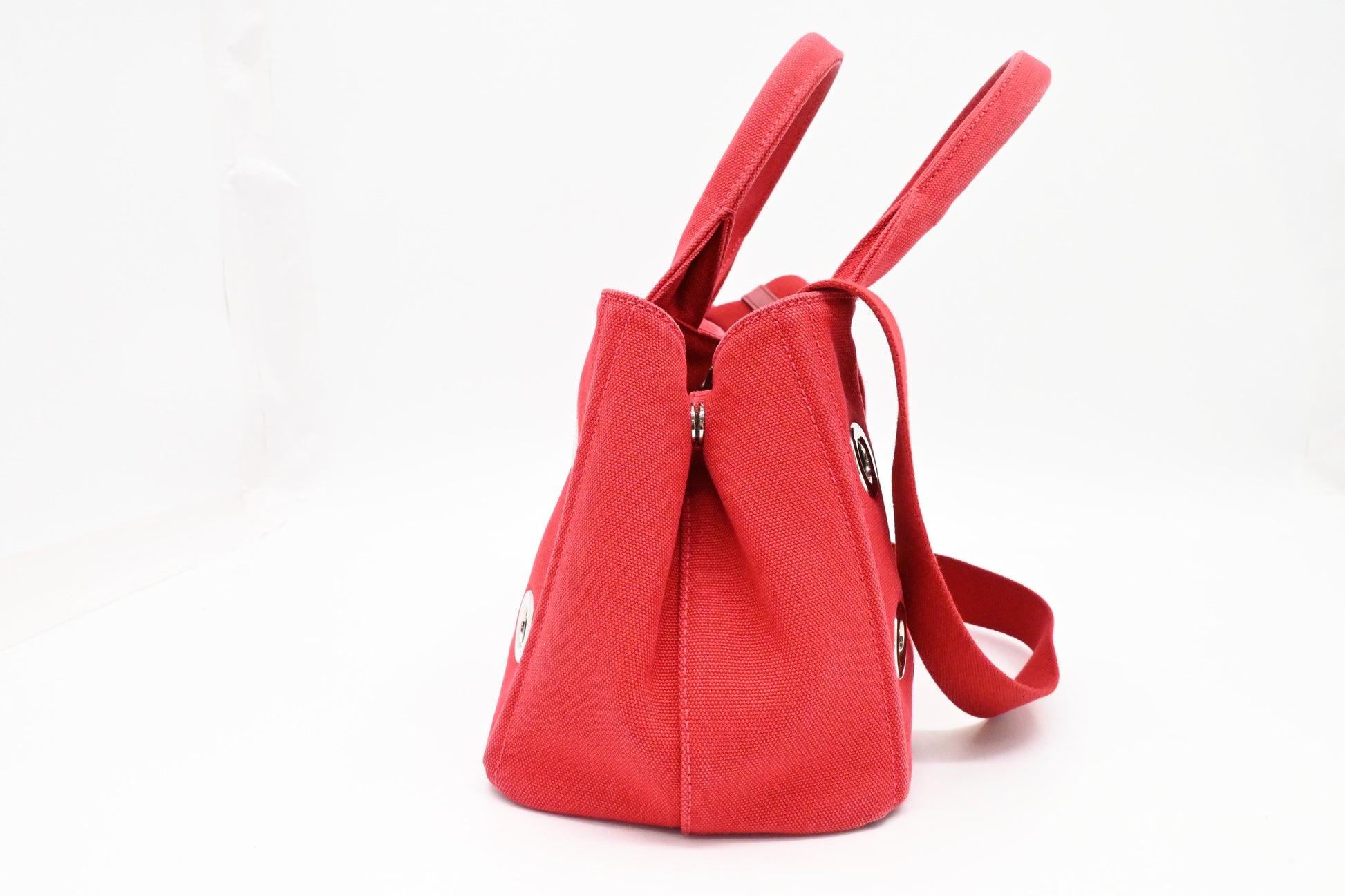 Prada Canapa Grommet In Handbag Canvas Red Travel Bag