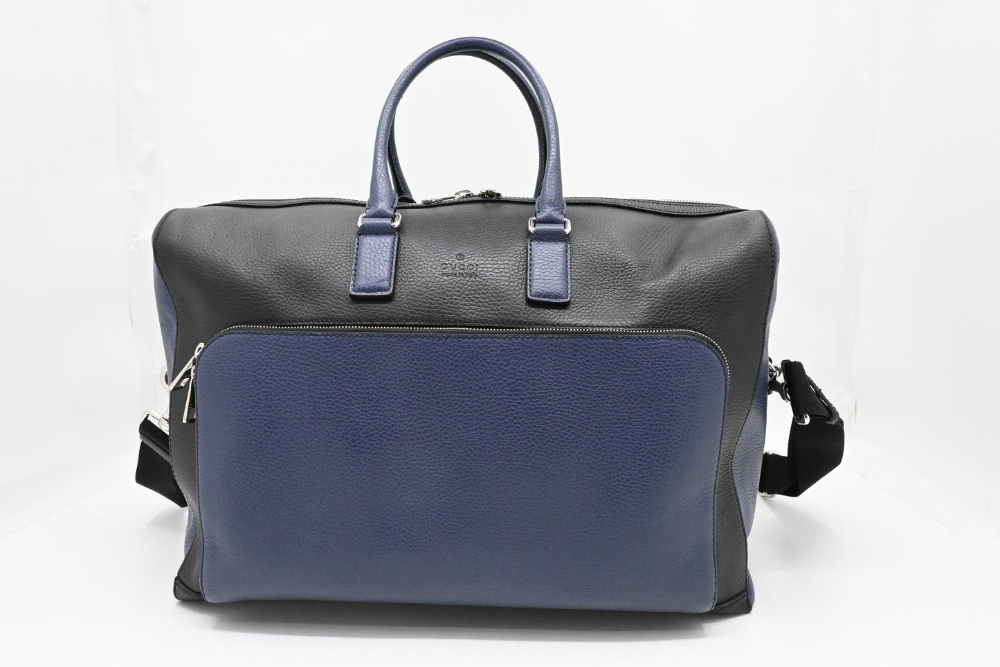 Gucci Cosmopolis & Leather Black Blue Travel Bag
