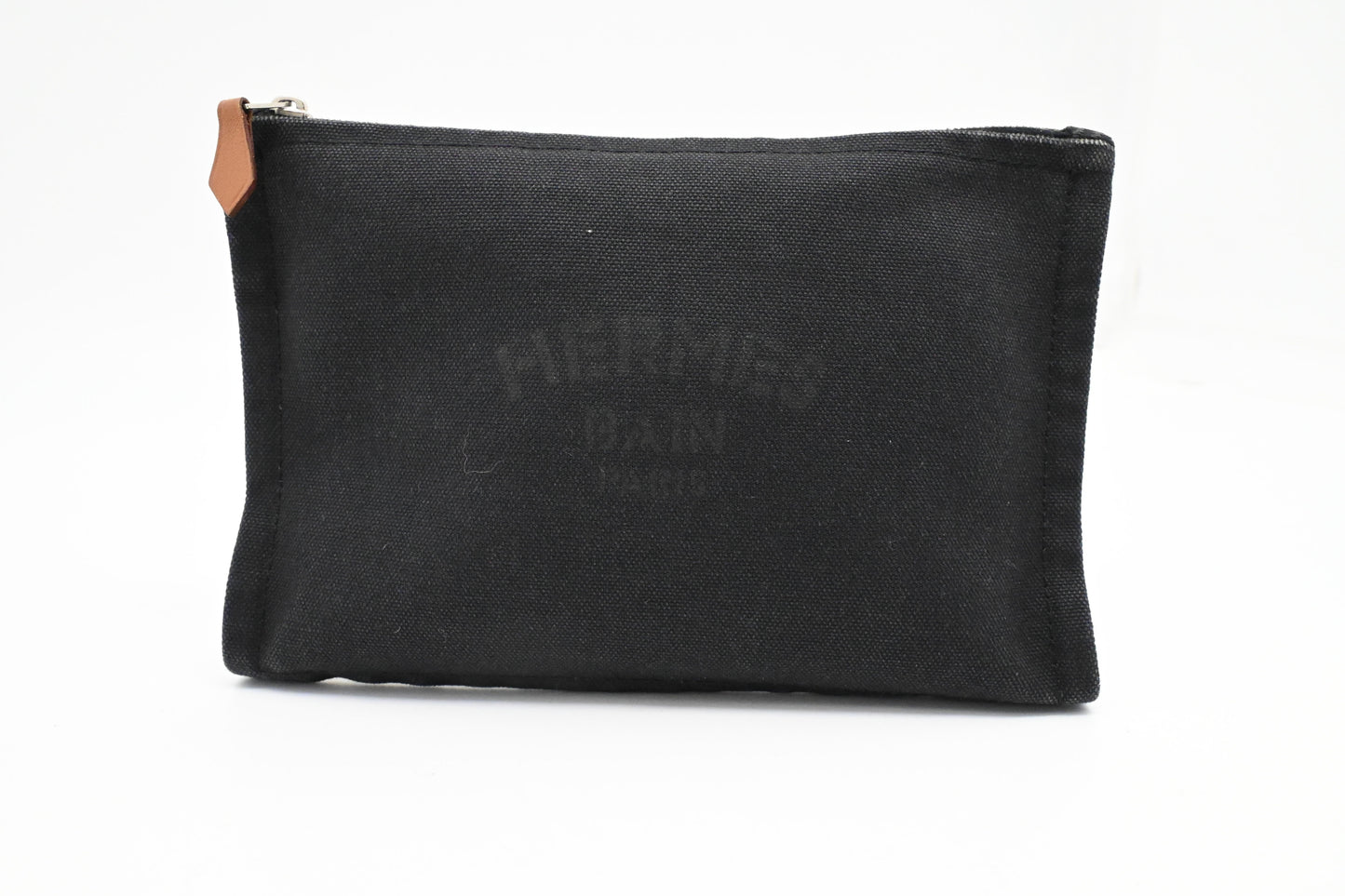 Hermes Bain Flat Yachting Pouch In Handbag Canvas Black Shoes