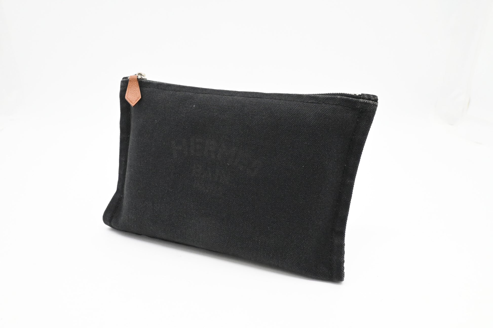 Hermes Bain Pouch In Handbag Canvas Black Travel Bag