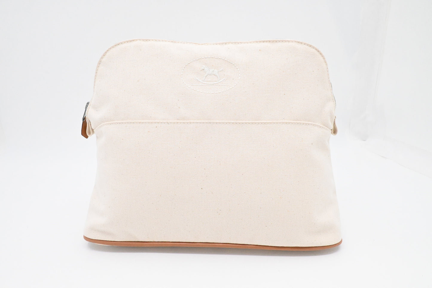 Hermes Bolide Case In Handbag Canvas Cream Travel Bag