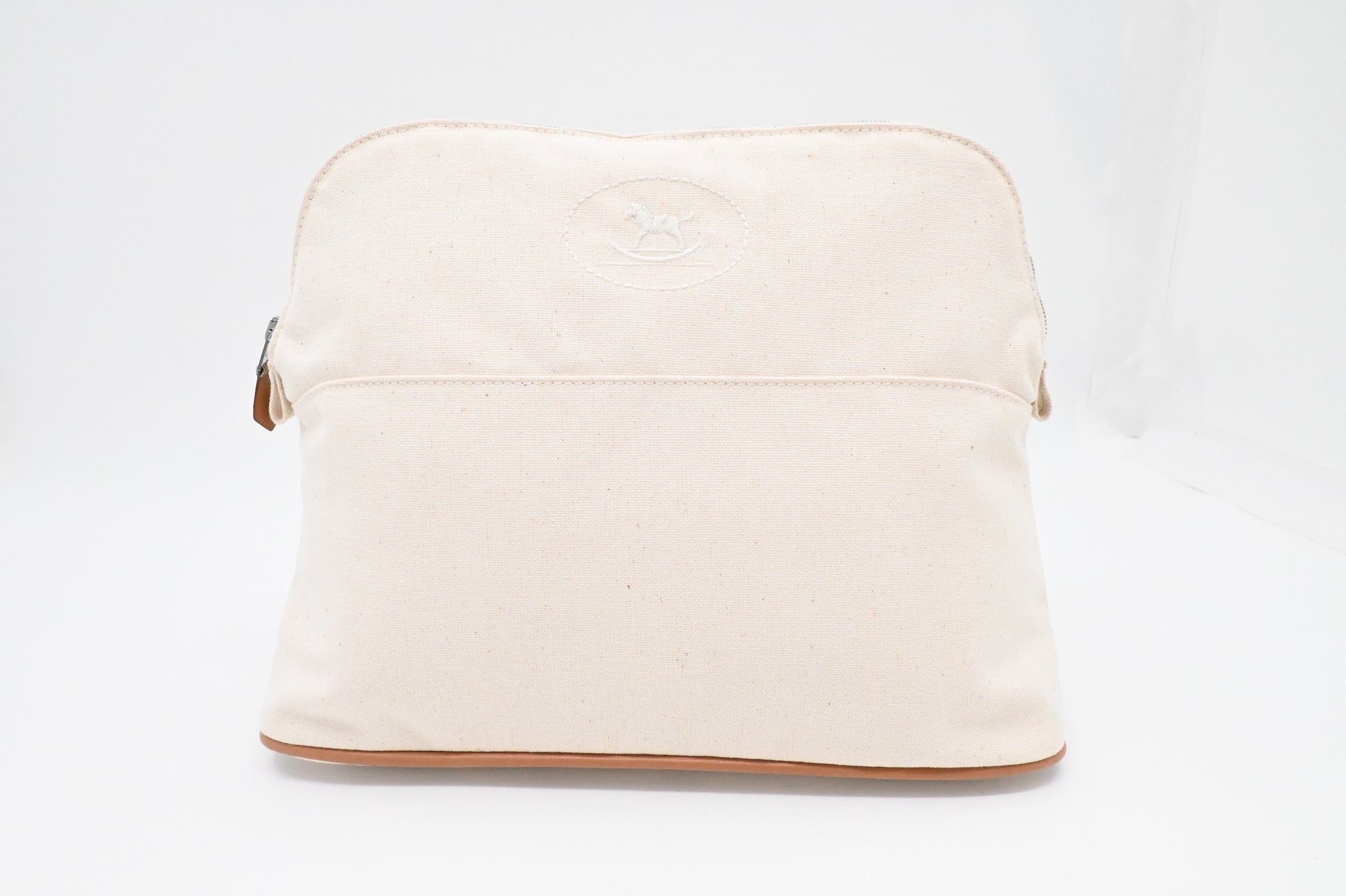 Hermes Bolide Case In Handbag Canvas Cream Travel Bag