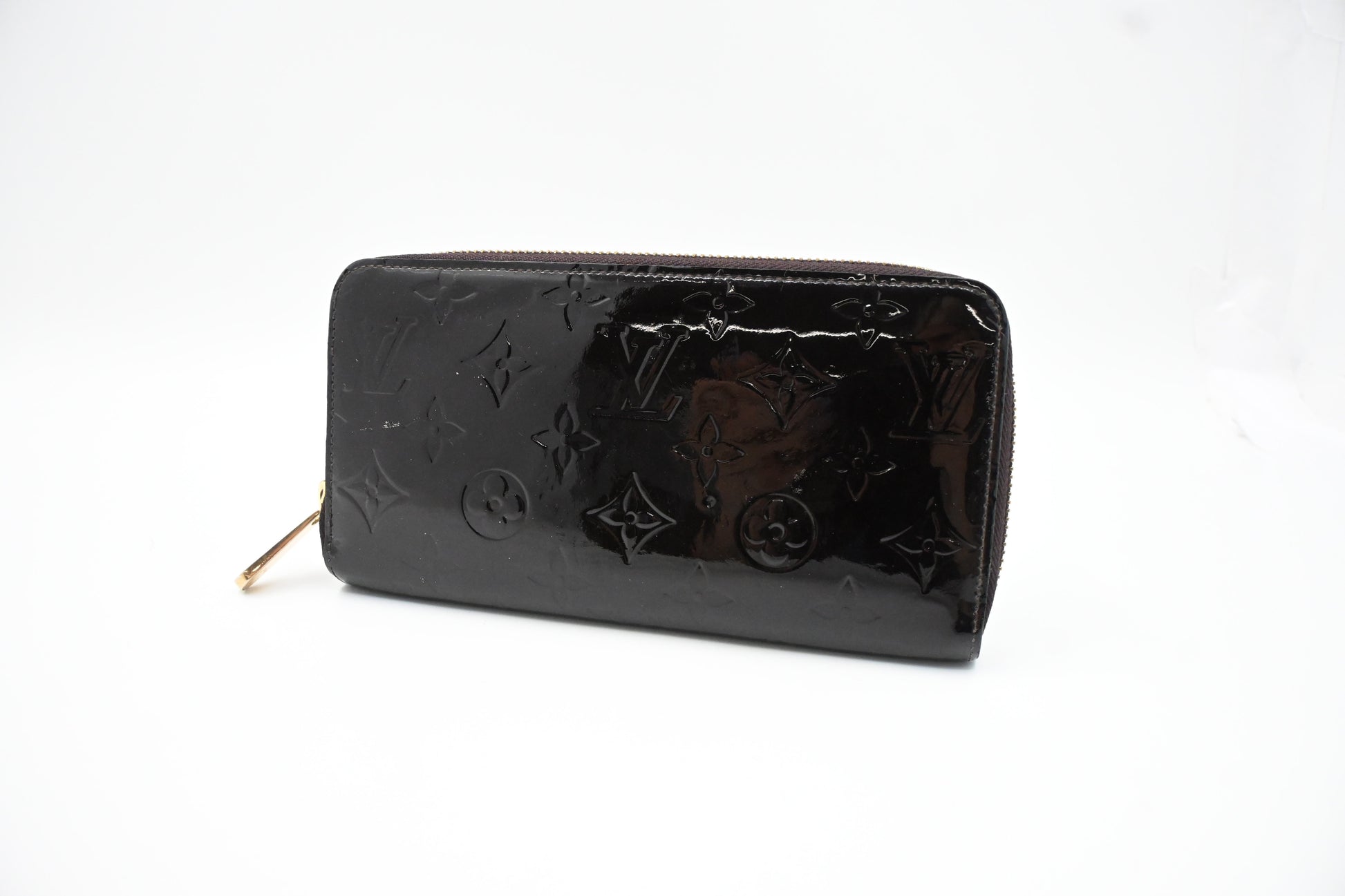 Louis Vuitton Long Zippy Terre d'Ombre Vernis Leather Wallet Case