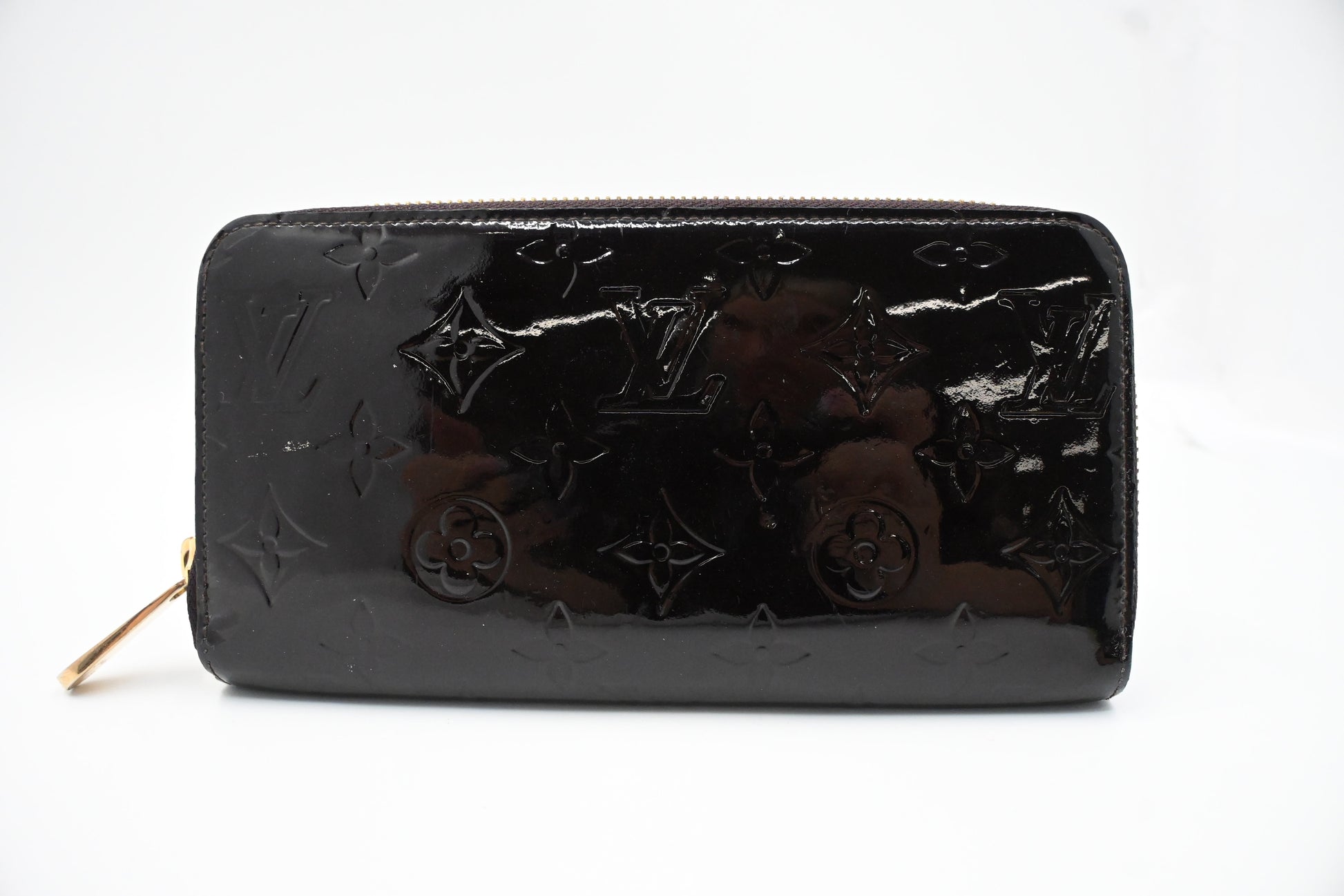 Louis Vuitton Long Zippy Terre d'Ombre Vernis Leather Wallet Case