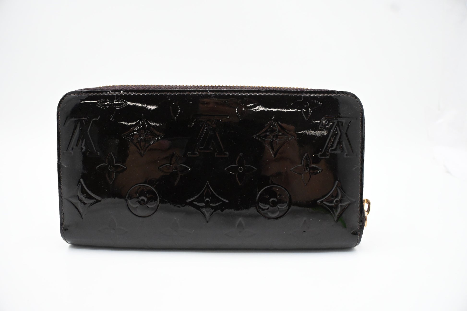 Louis Vuitton Long Zippy Terre d'Ombre Vernis Leather Wallet Case