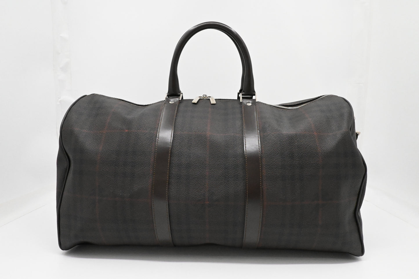 Burberry Travel Bag In Checked Coated Canvas Brown