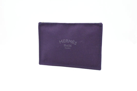 Hermes Bain Pouch In Purple Handbag Canvas Travel Bag