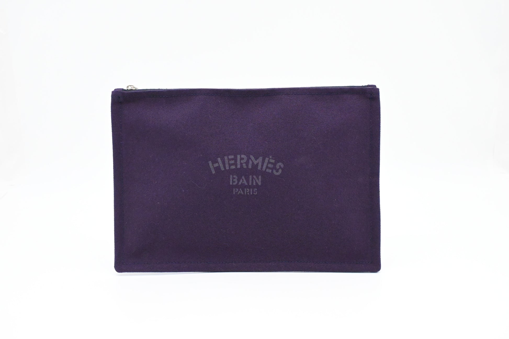Hermes Bain Pouch In Purple Handbag Canvas Travel Bag