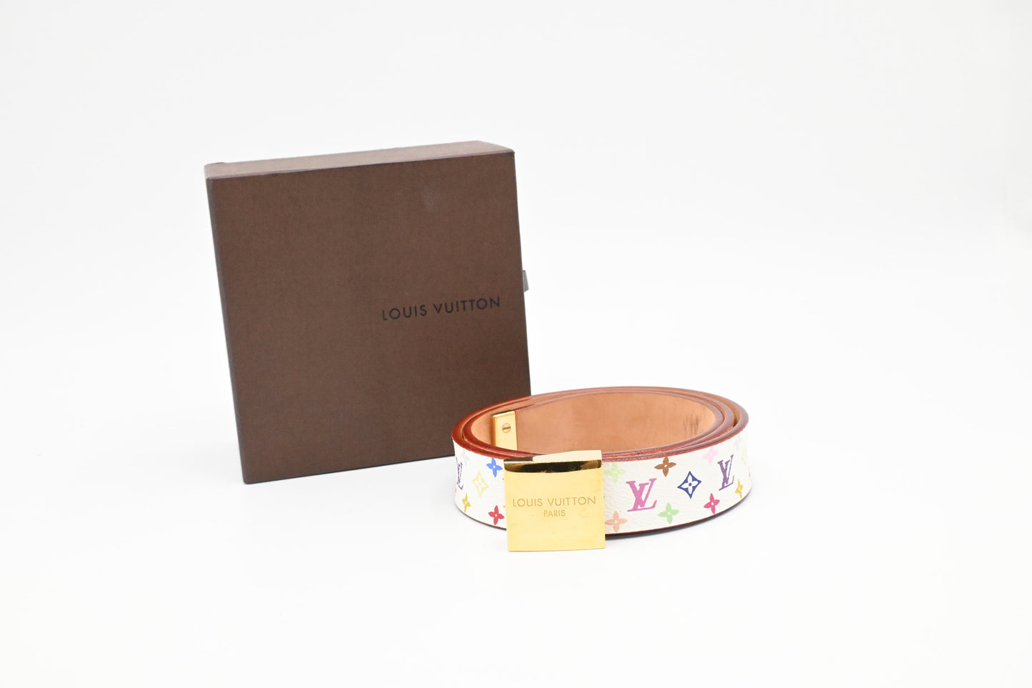 Louis Vuitton Belt Monogram Canvas White Multicolor