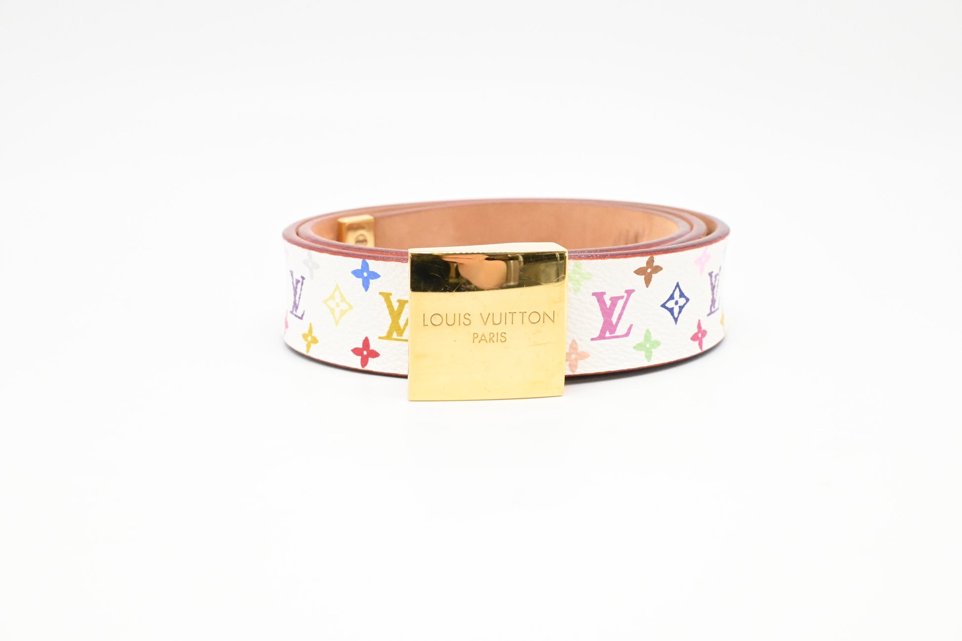 Louis Vuitton Belt Monogram Canvas White Multicolor