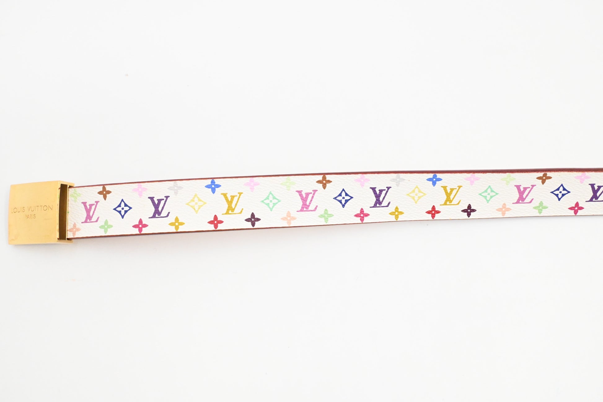 Louis Vuitton Belt Monogram Canvas White Multicolor