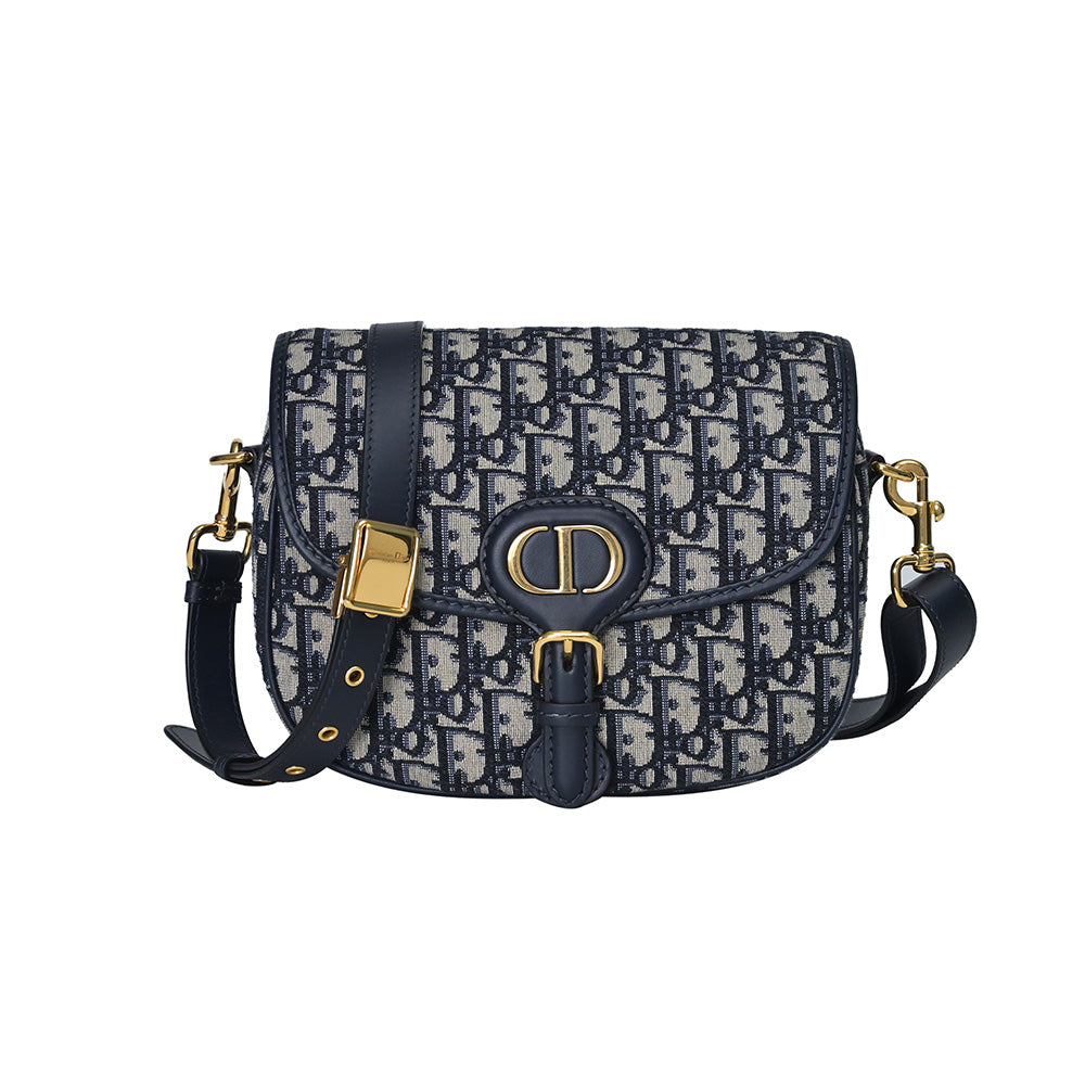Dior Handbag Oblique Jacquard Bobby Bag Rented Out Blue Medium