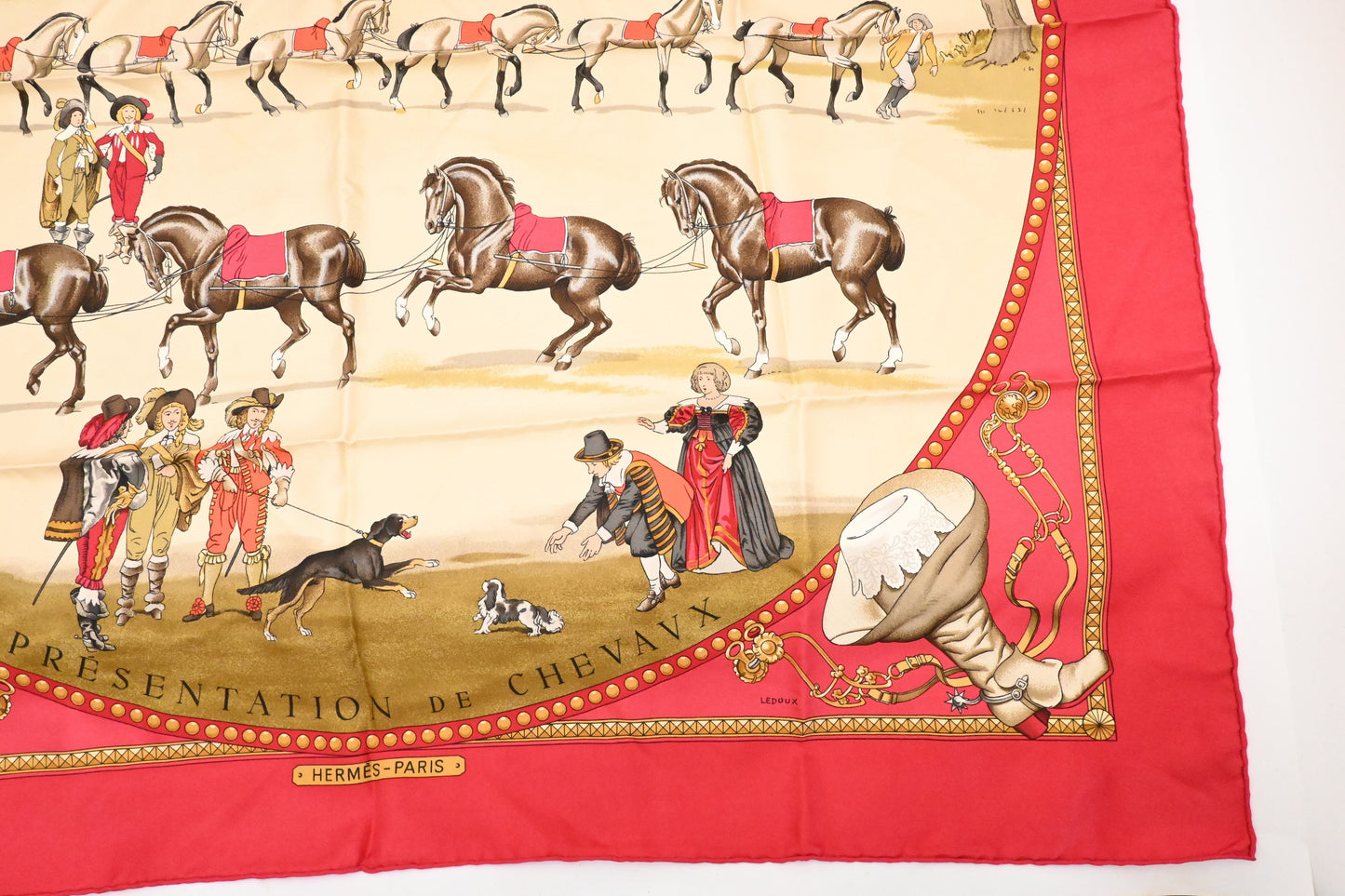 Hermes 'Presentation De Chevaux' Carre In Silk Handbag Red Travel Bag