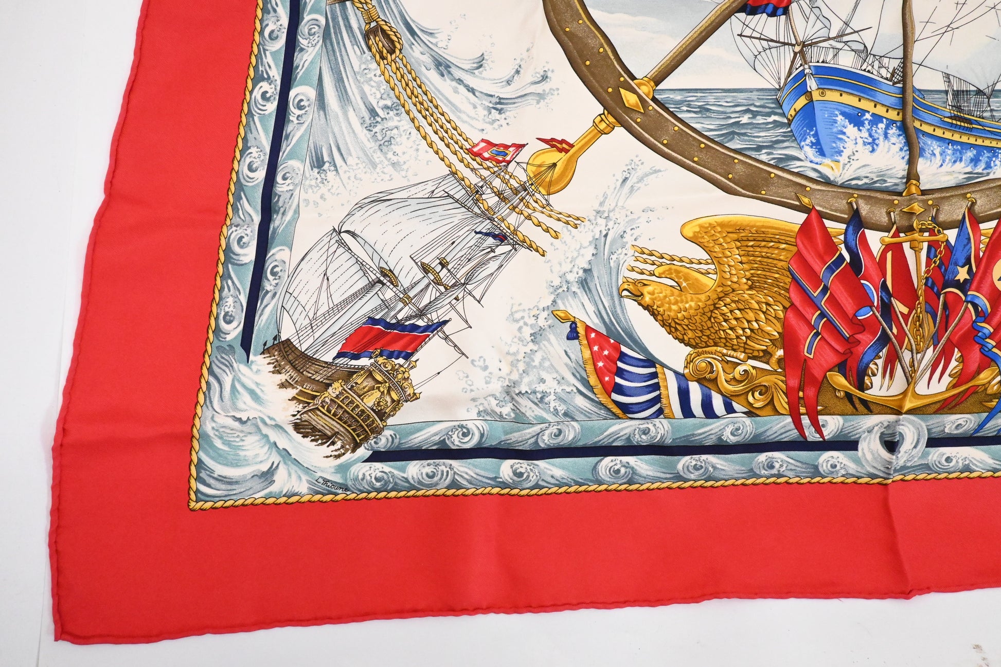 Hermes 'Vive Le Vent' Carre In Silk Handbag Red Travel Bag