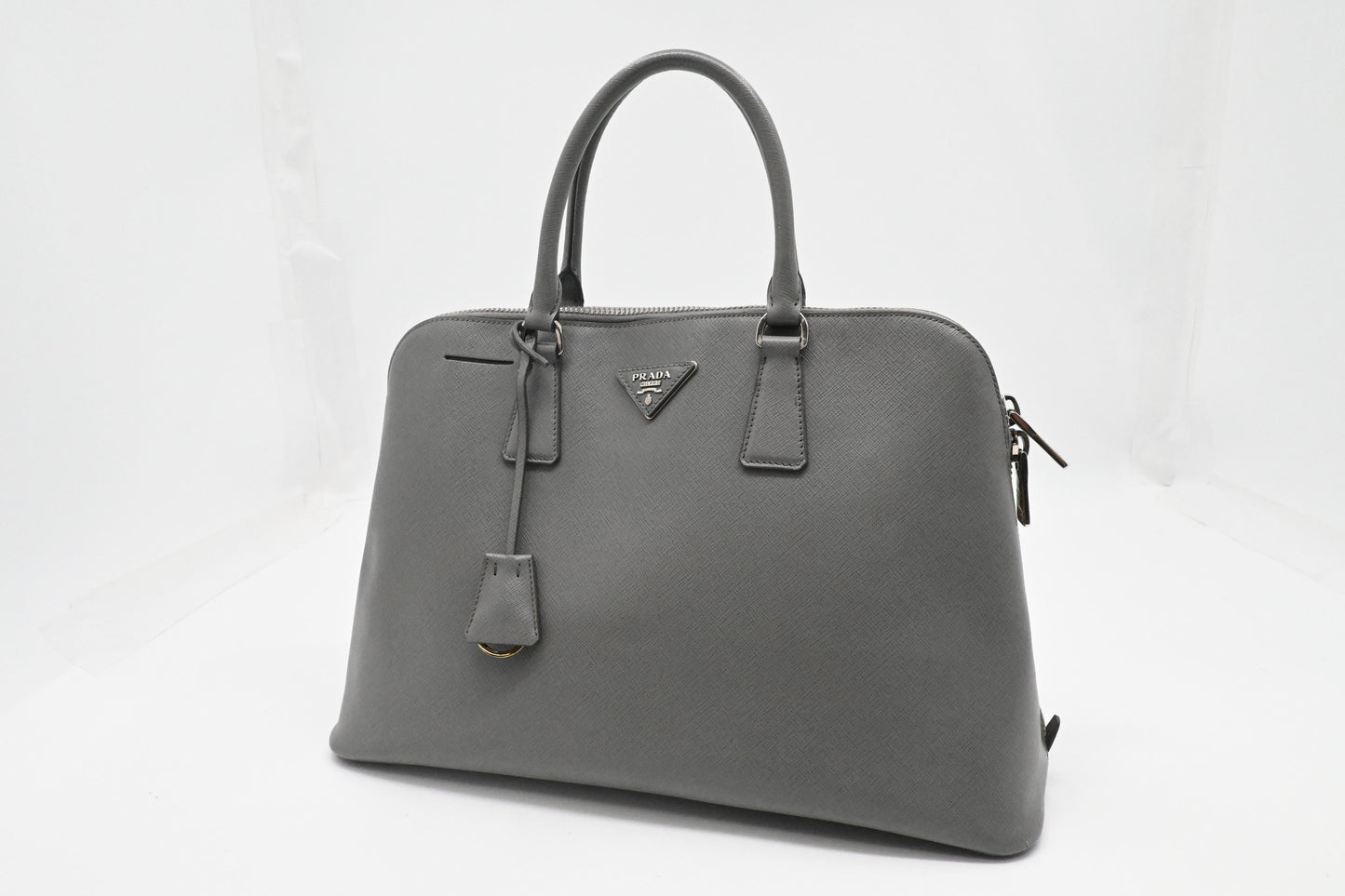 Prada Promenade In Gray Saffiano Handbag Leather Travel Bag