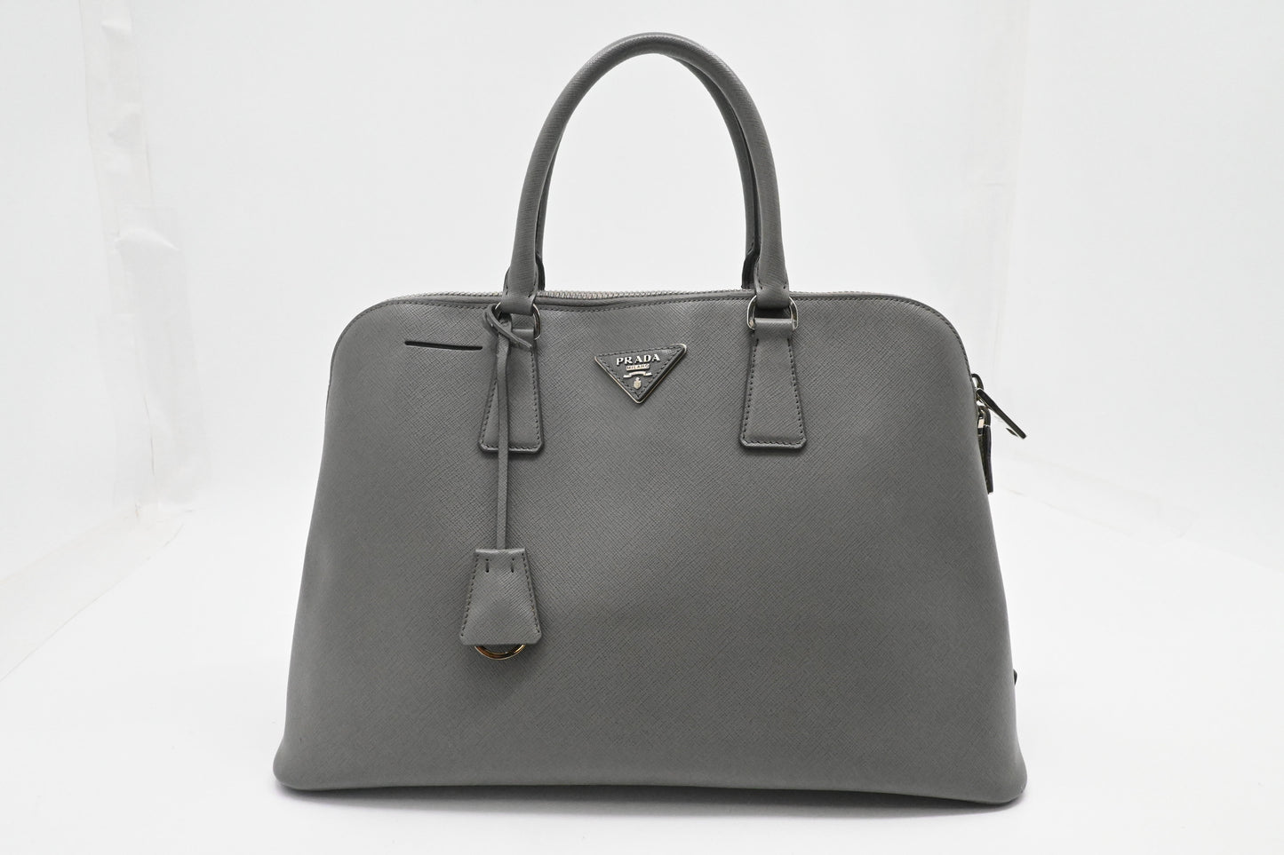 Prada Promenade In Gray Saffiano Handbag Leather Travel Bag