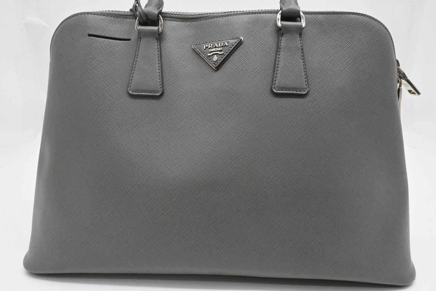 Prada Promenade In Gray Saffiano Handbag Leather Travel Bag
