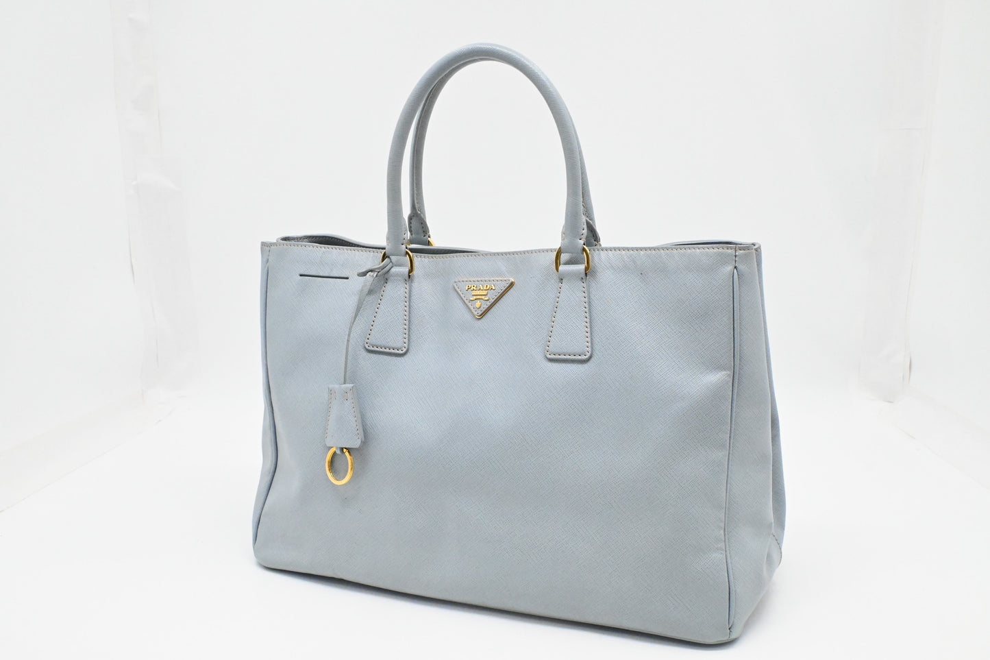 Prada Galleria In Light Saffiano Handbag Leather Blue Travel Bag
