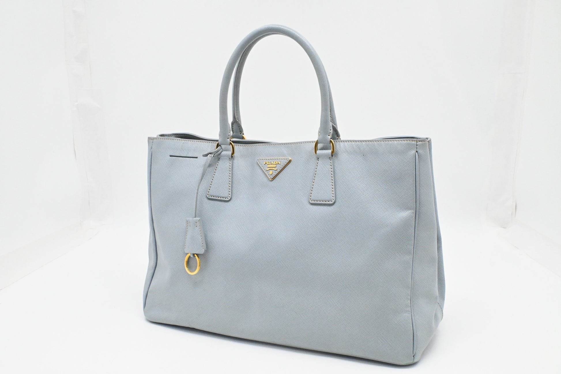 Prada Galleria In Light Saffiano Handbag Leather Blue Travel Bag