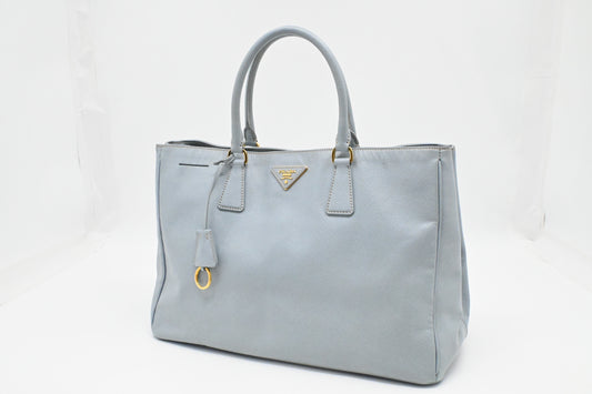 Prada Galleria In Light Saffiano Handbag Leather Blue Travel Bag