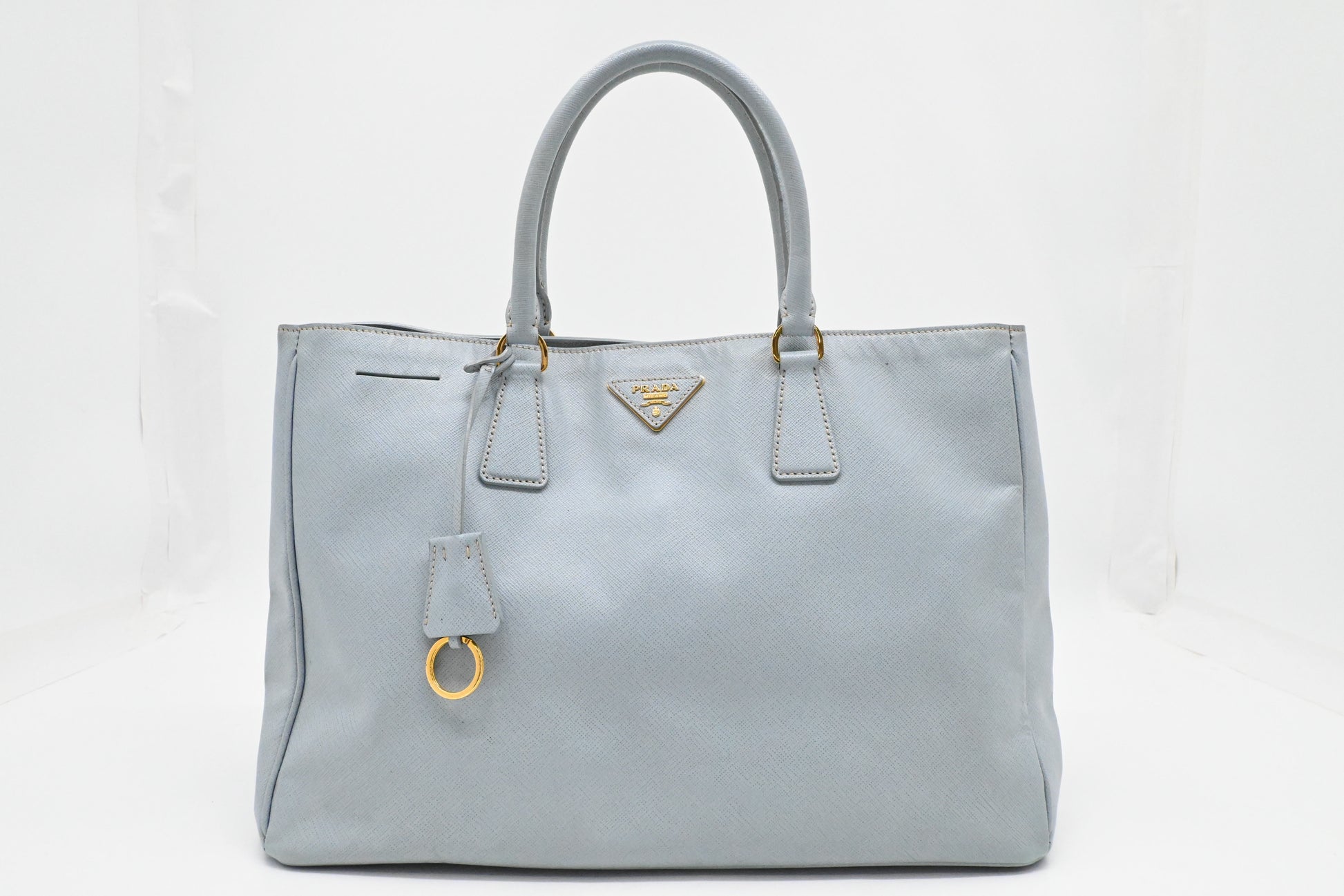 Prada Galleria In Light Saffiano Handbag Leather Blue Travel Bag