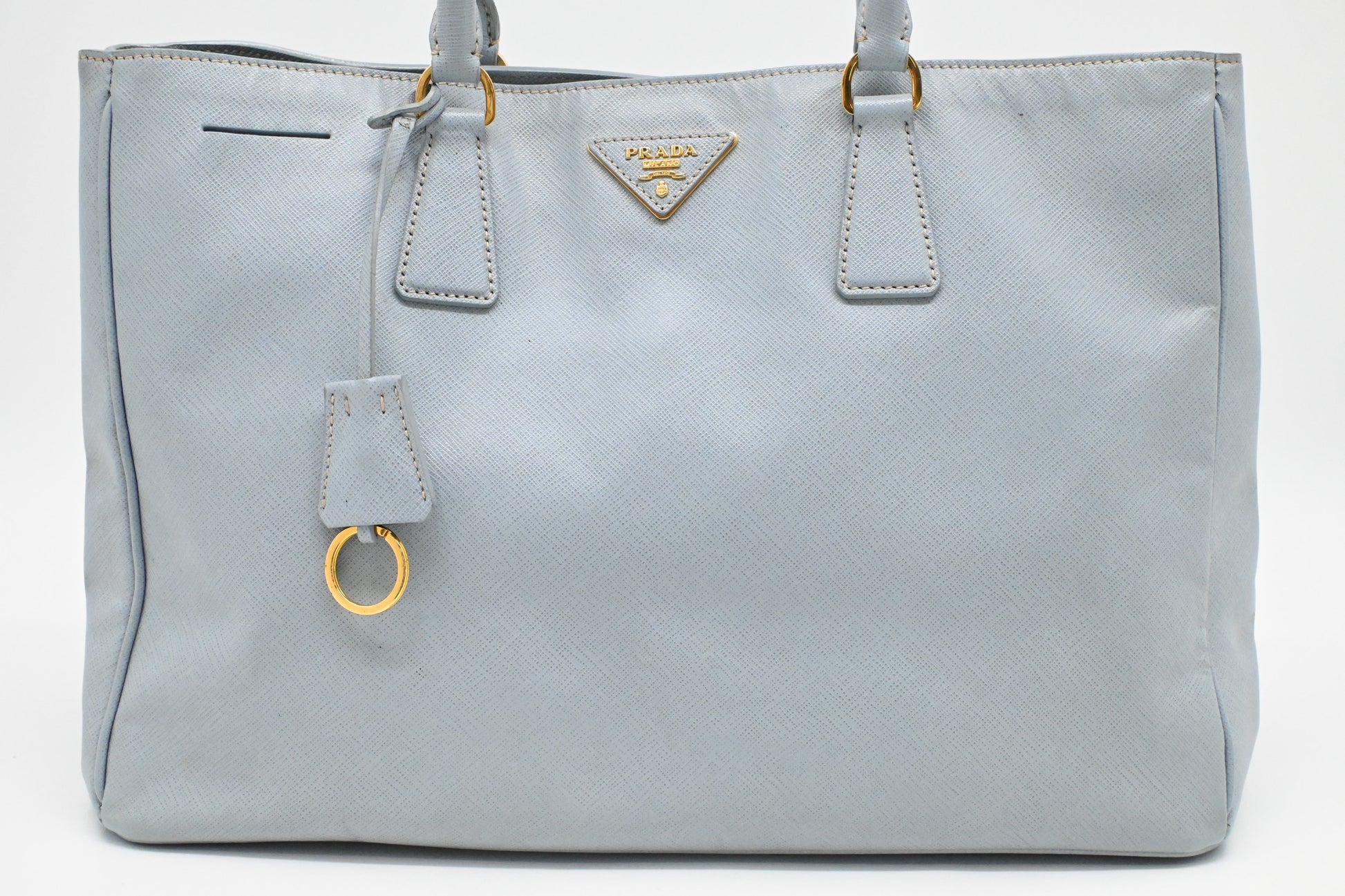 Prada Galleria In Light Saffiano Handbag Leather Blue Travel Bag