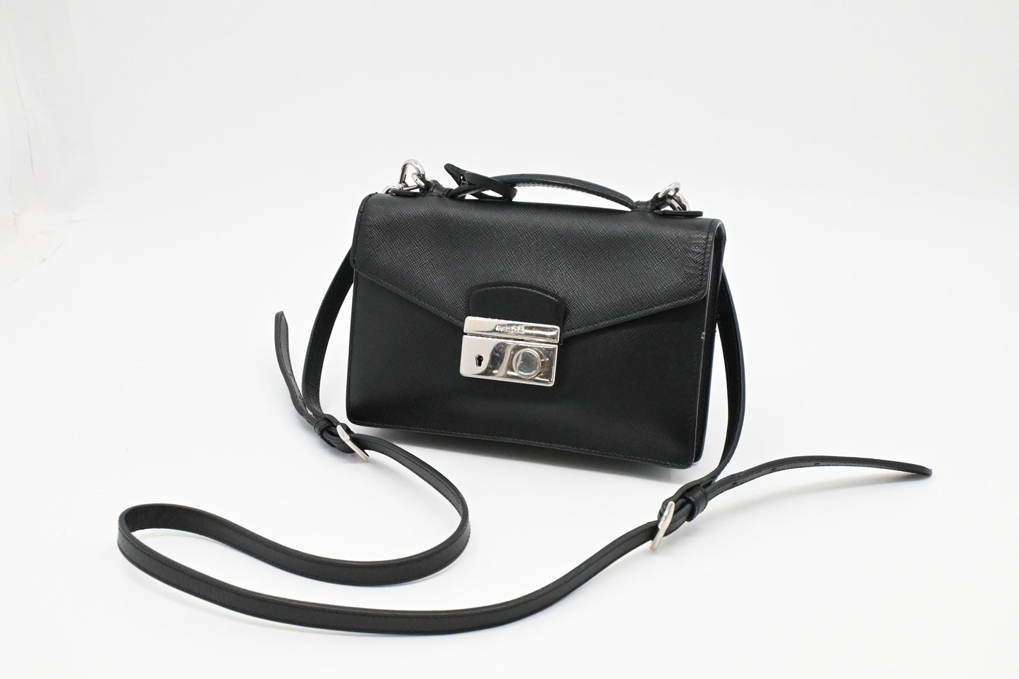 Prada Sound Crossbody In Saffiano Handbag Leather Black Crossbody Bag