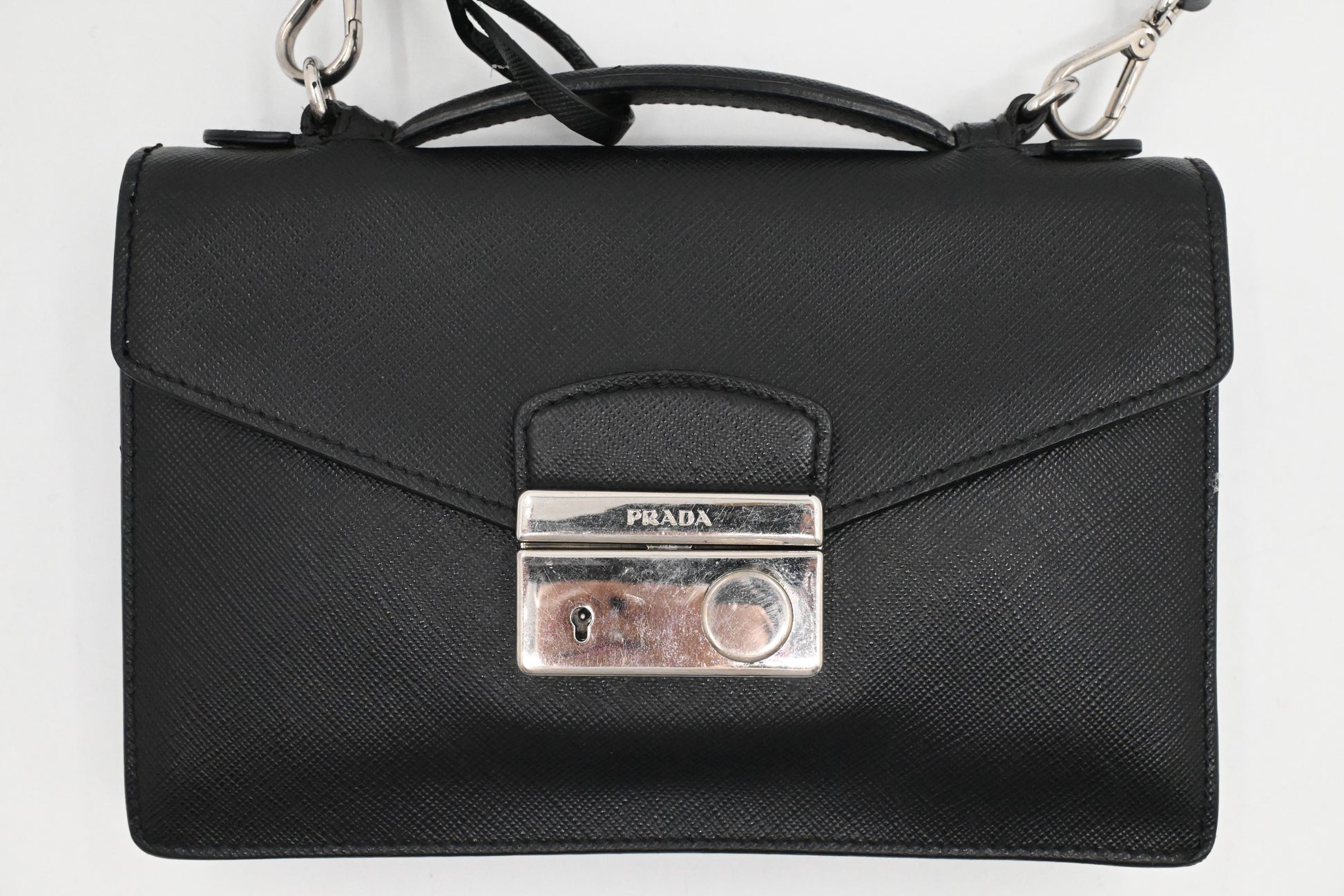 Prada Sound Crossbody In Saffiano Handbag Leather Black Crossbody Bag