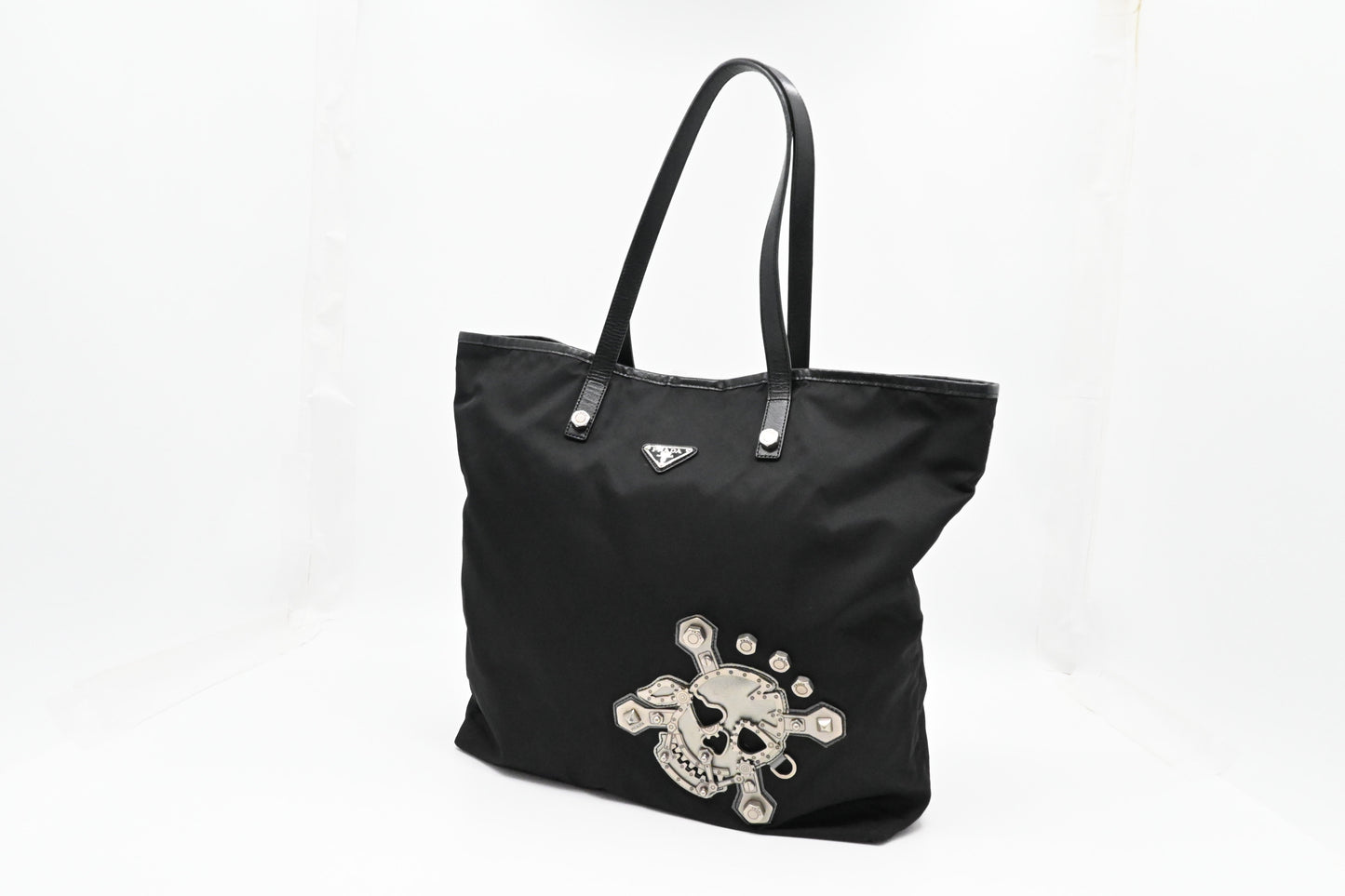 Prada Skull Tote In Handbag Canvas Black Tote Bag