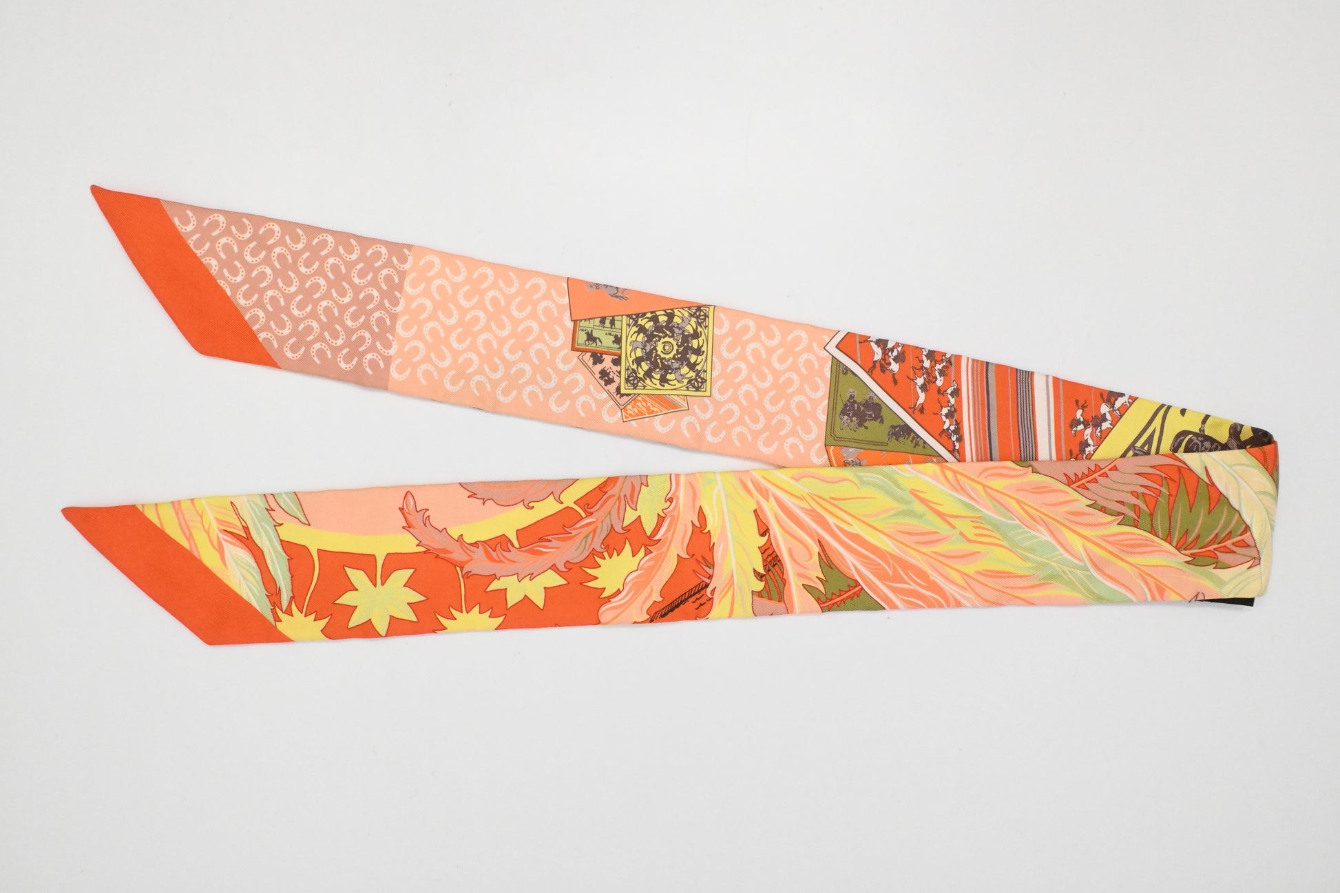 Hermes 'Cheval Phoenix' Twilly In Orange Silk Handbag Travel Bag
