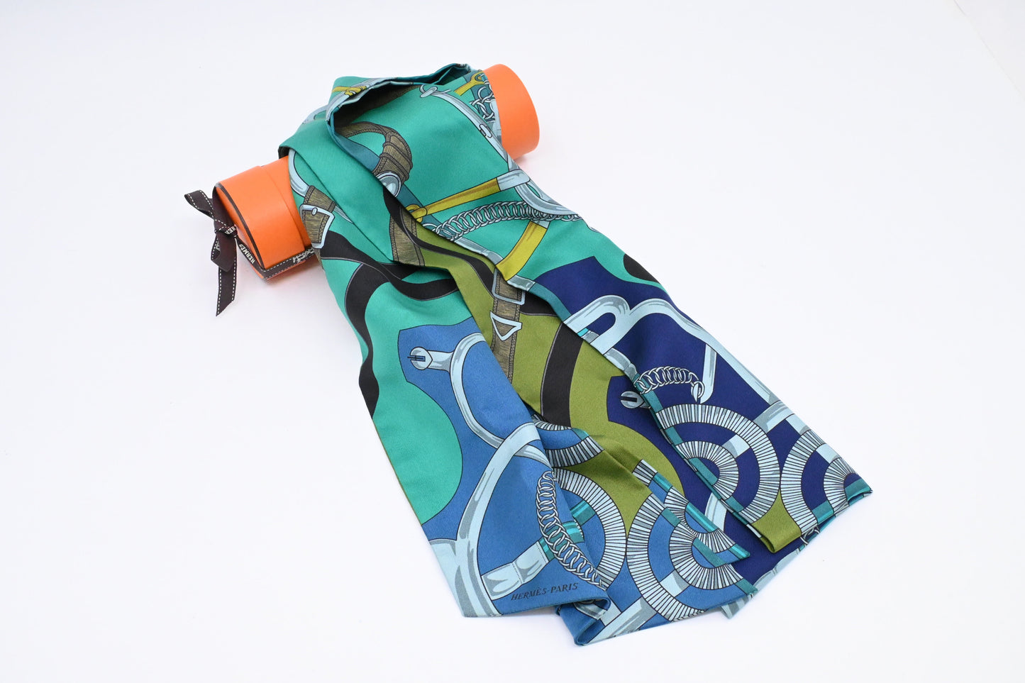 Hermes Maxi Twilly In , Teal And Silk Blue Green Travel Bag