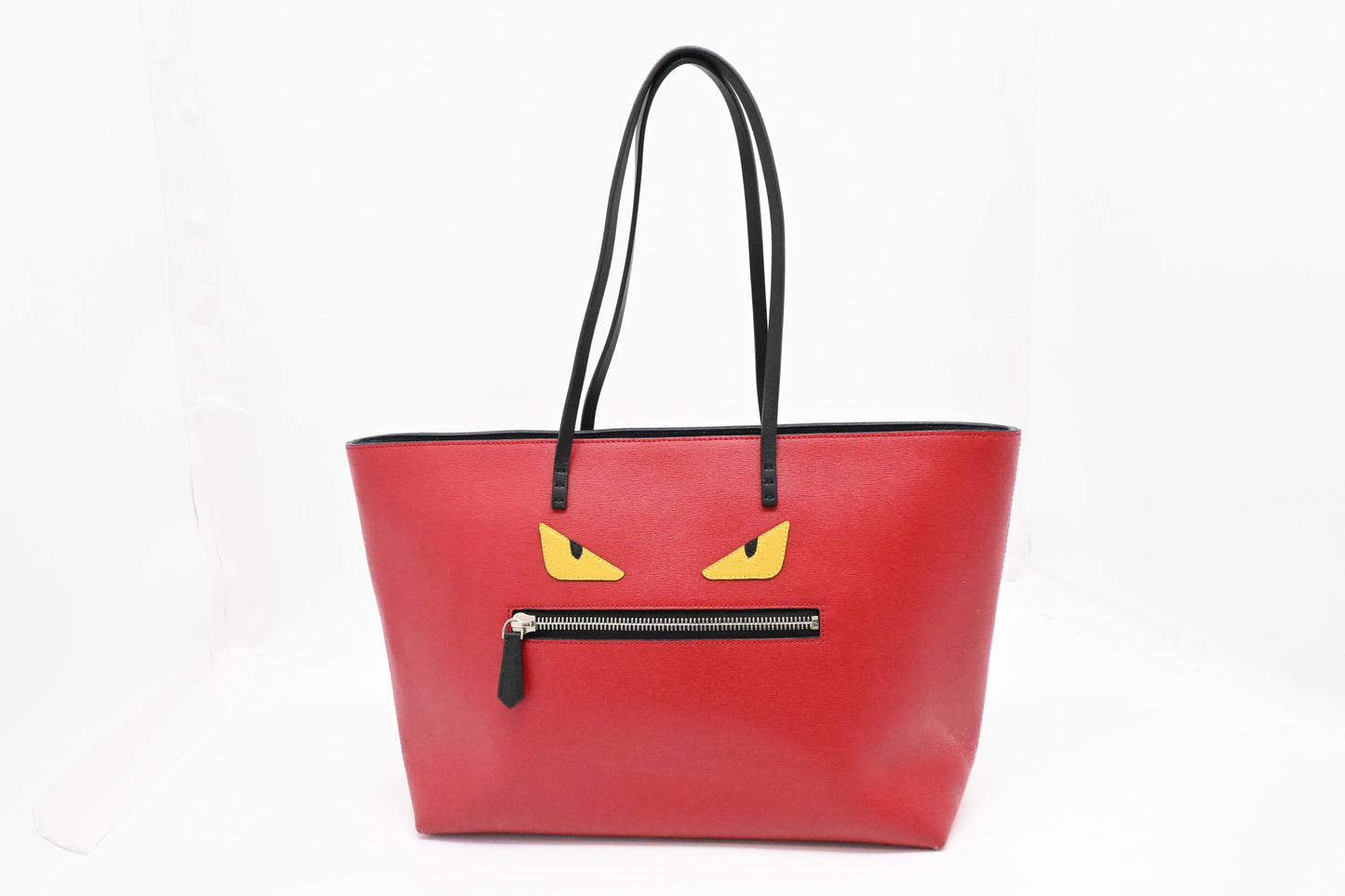 Fendi Monster Tote Bag In Leather Red