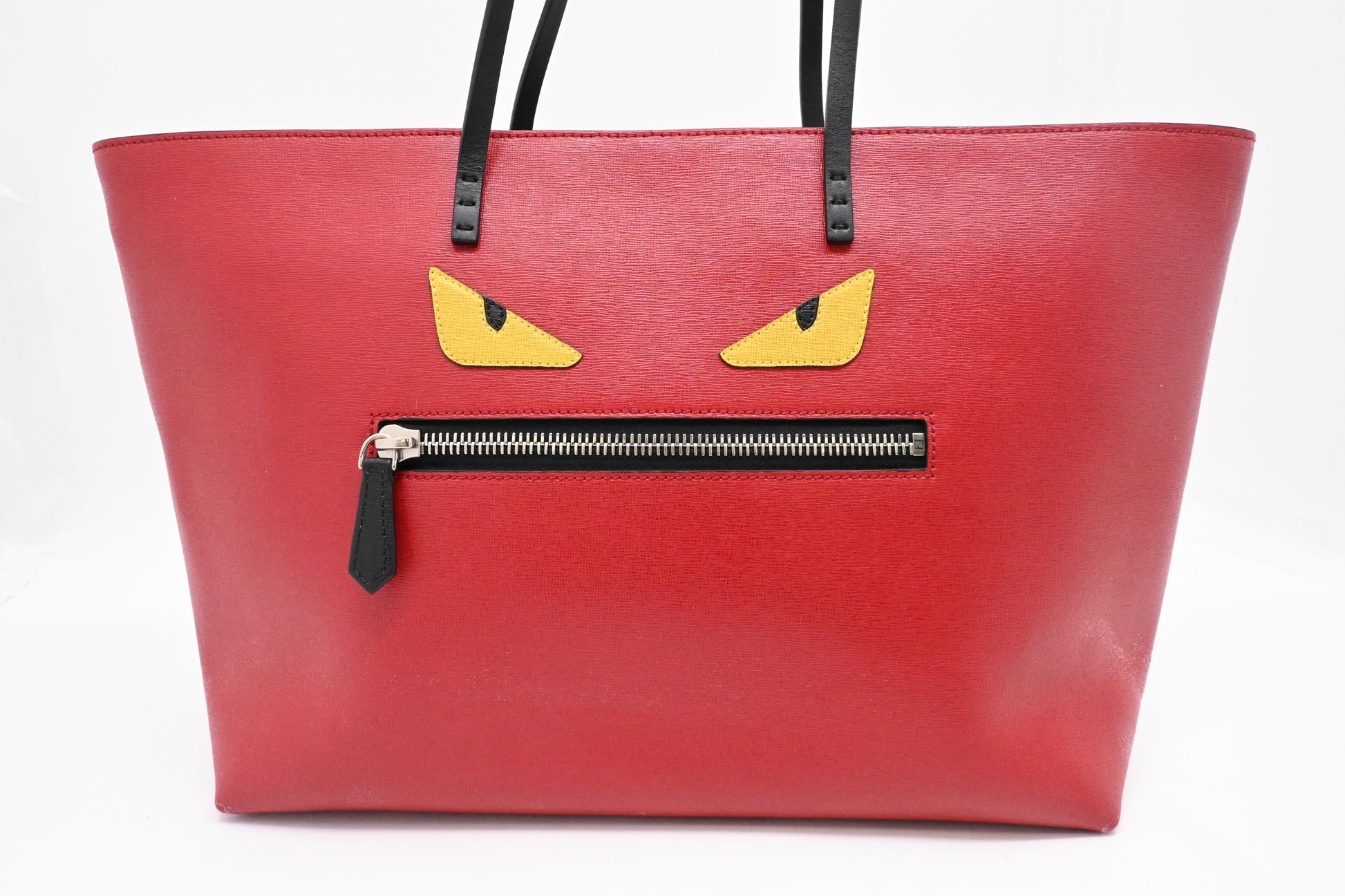 Fendi Monster Tote Bag In Leather Red