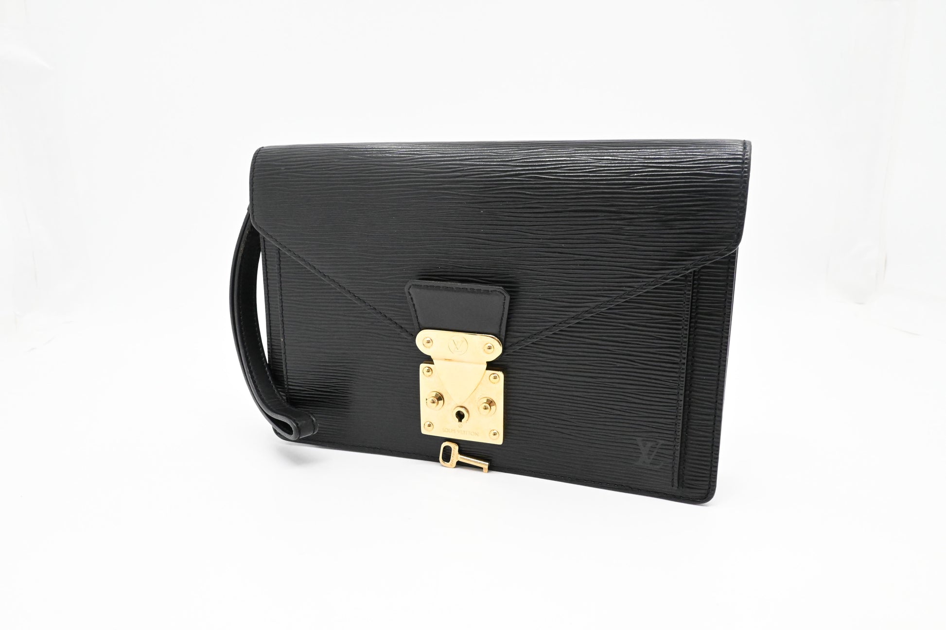 Louis Vuitton Sellier Dragonne Black Leather Epi Key Chain Epi Leather