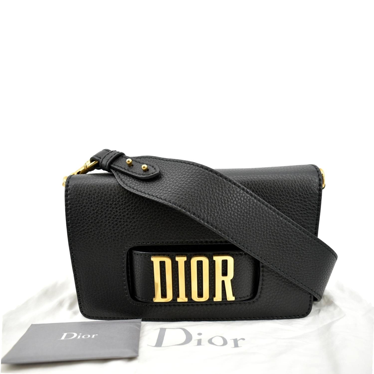 Dior Dio Evolution Grained Calfskin Shoulder Bag Black Flap